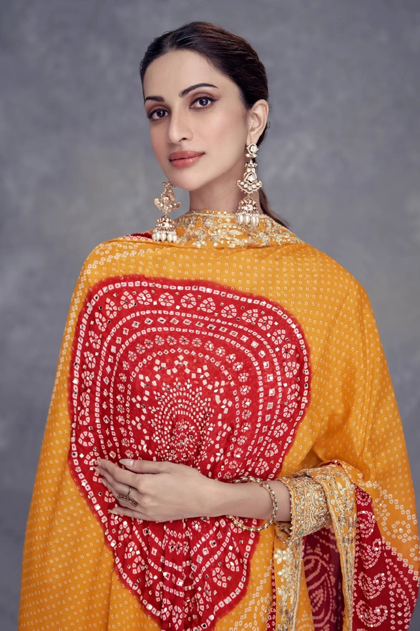 New Style Yellow Color Siquance Work Western Plazzo Dress With Dupatta