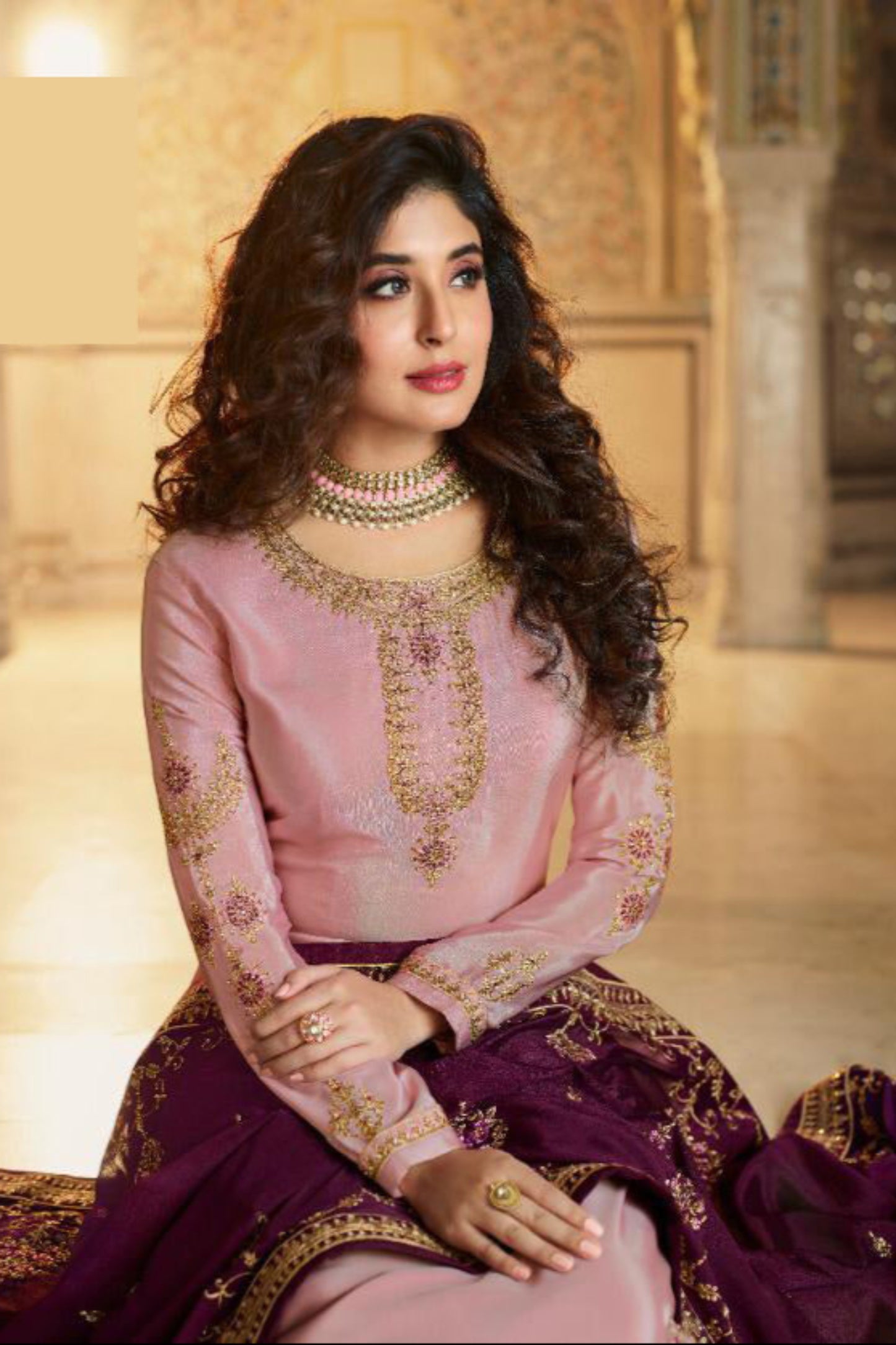 Lavender Ready-to-Wear Palazzo Dress with Georgette Dupatta