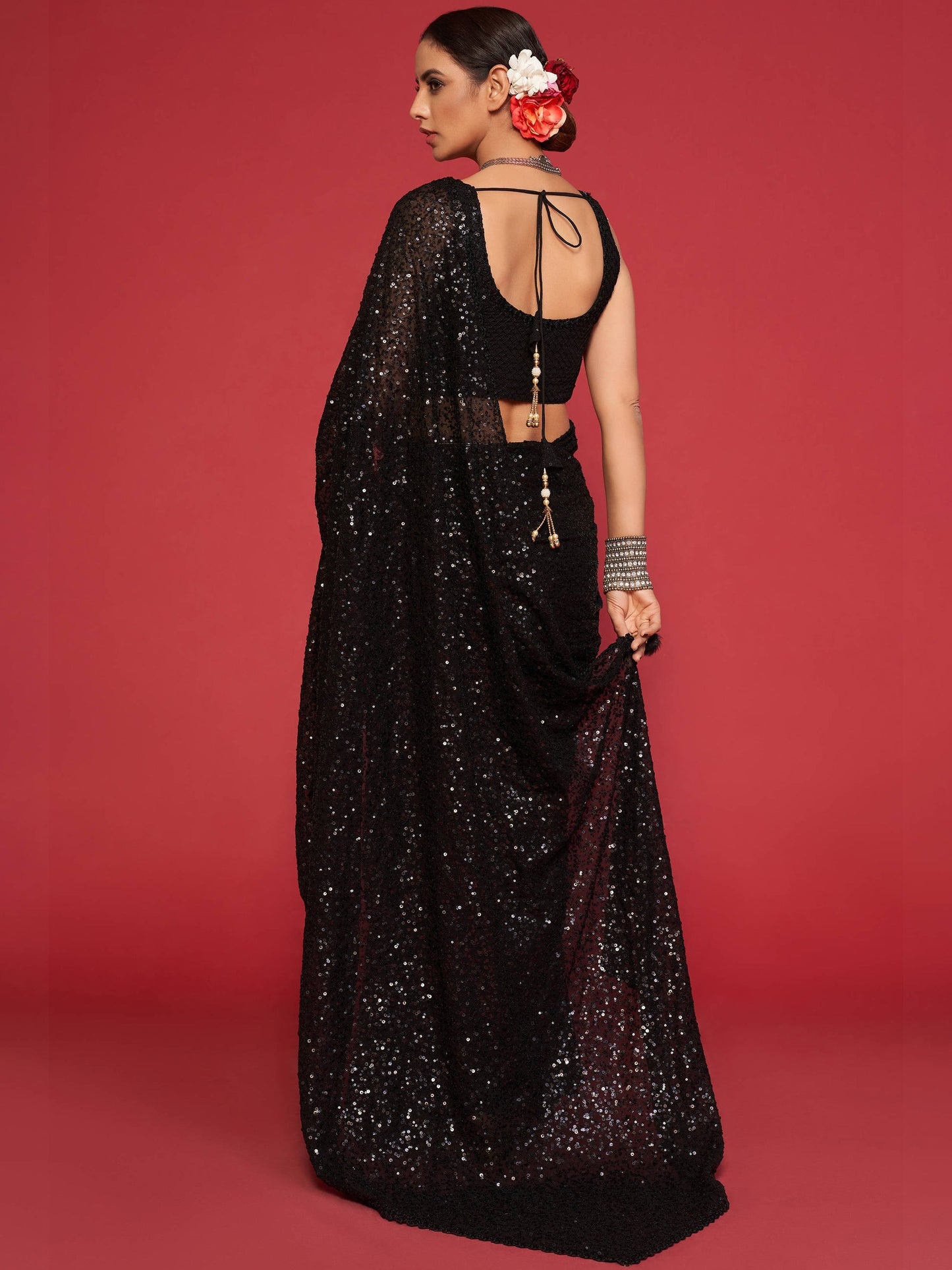 Bollywood Designer Ethnic Indian Wedding Saree with Stitched Blouse
