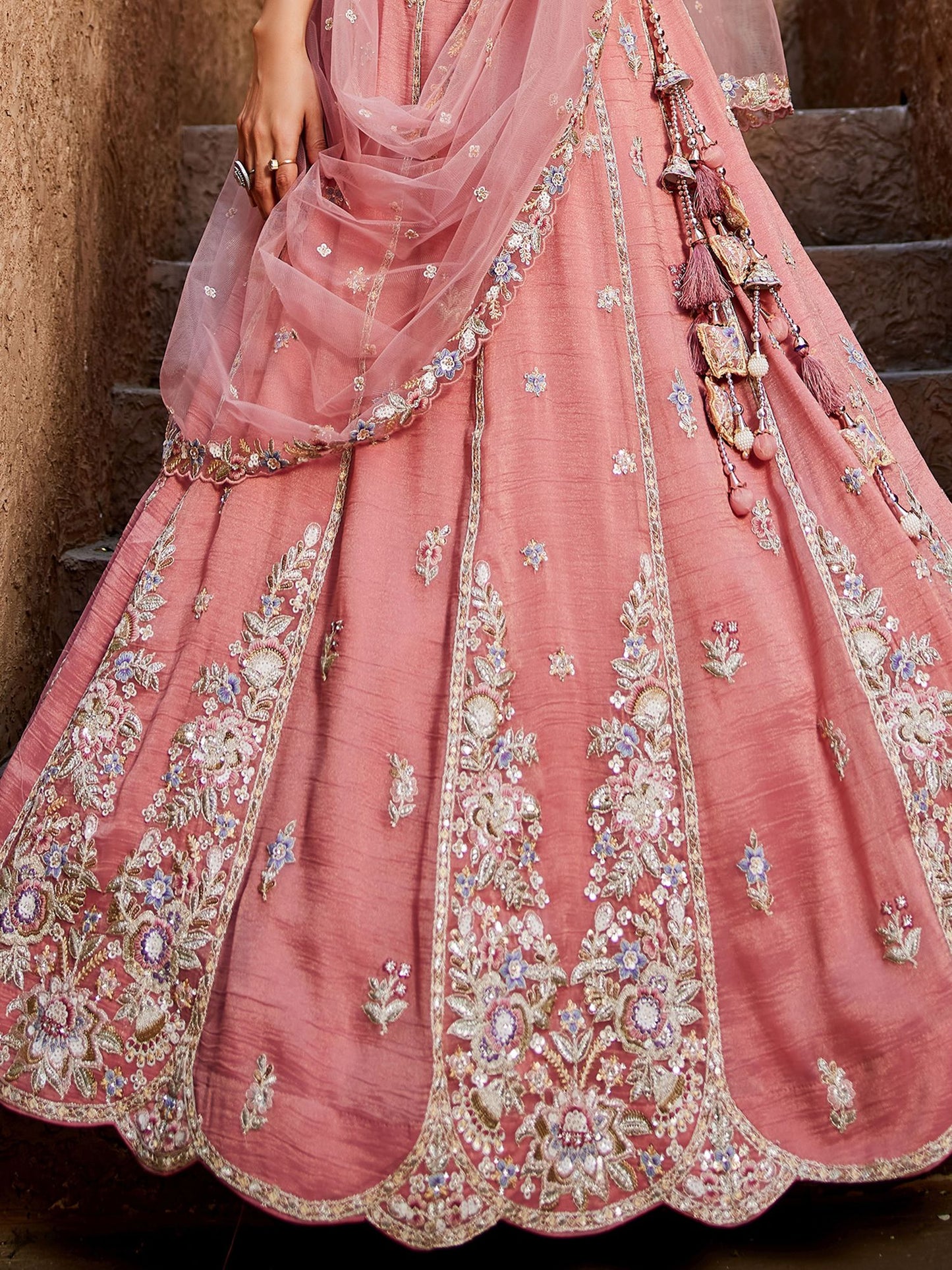 Traditional Designer Lehenga Choli with Sequins and Jacquard Dupatta