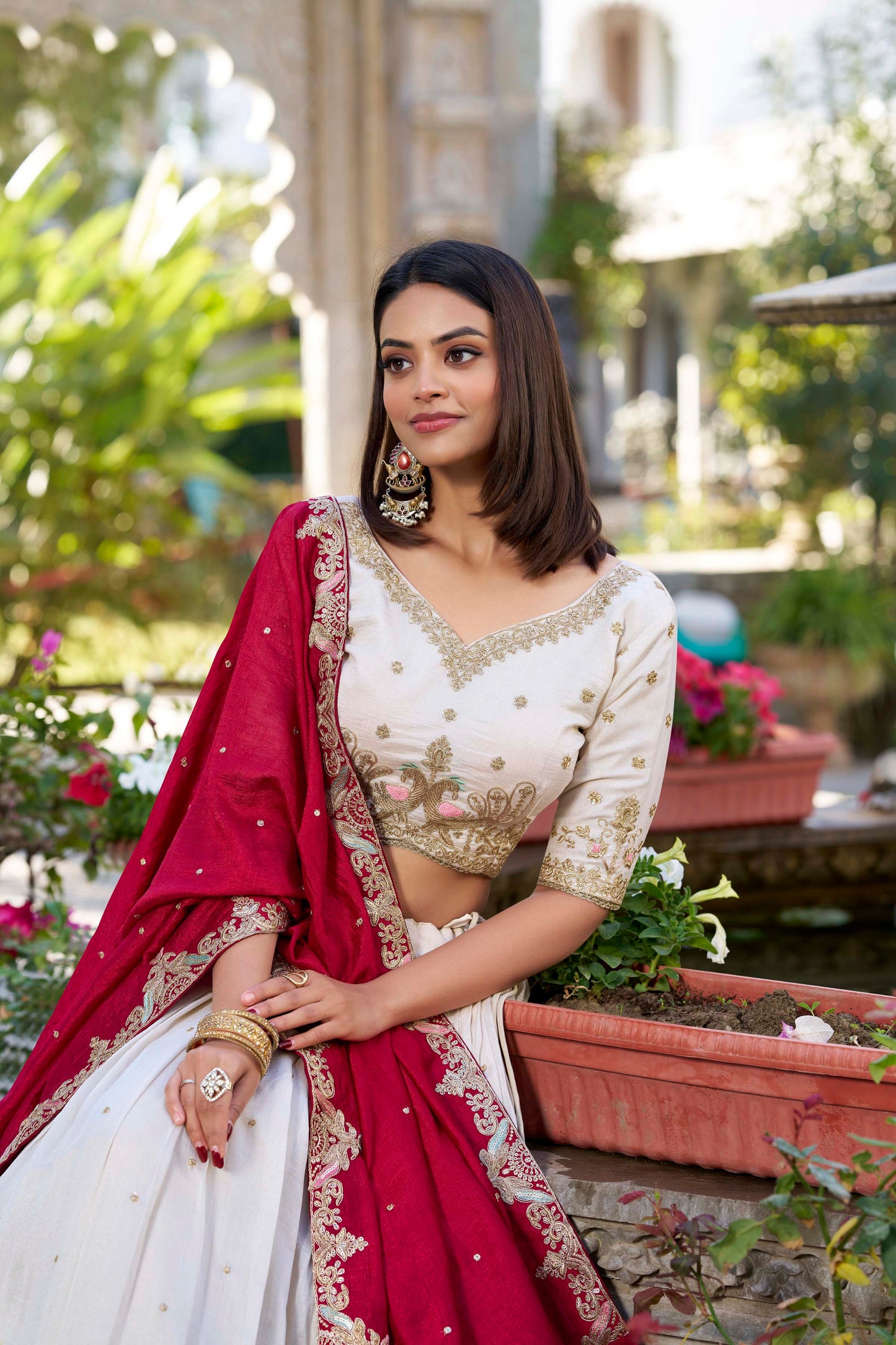 Indian Traditional Wear White Sequin & Embroidered Heavy Lehenga Choli