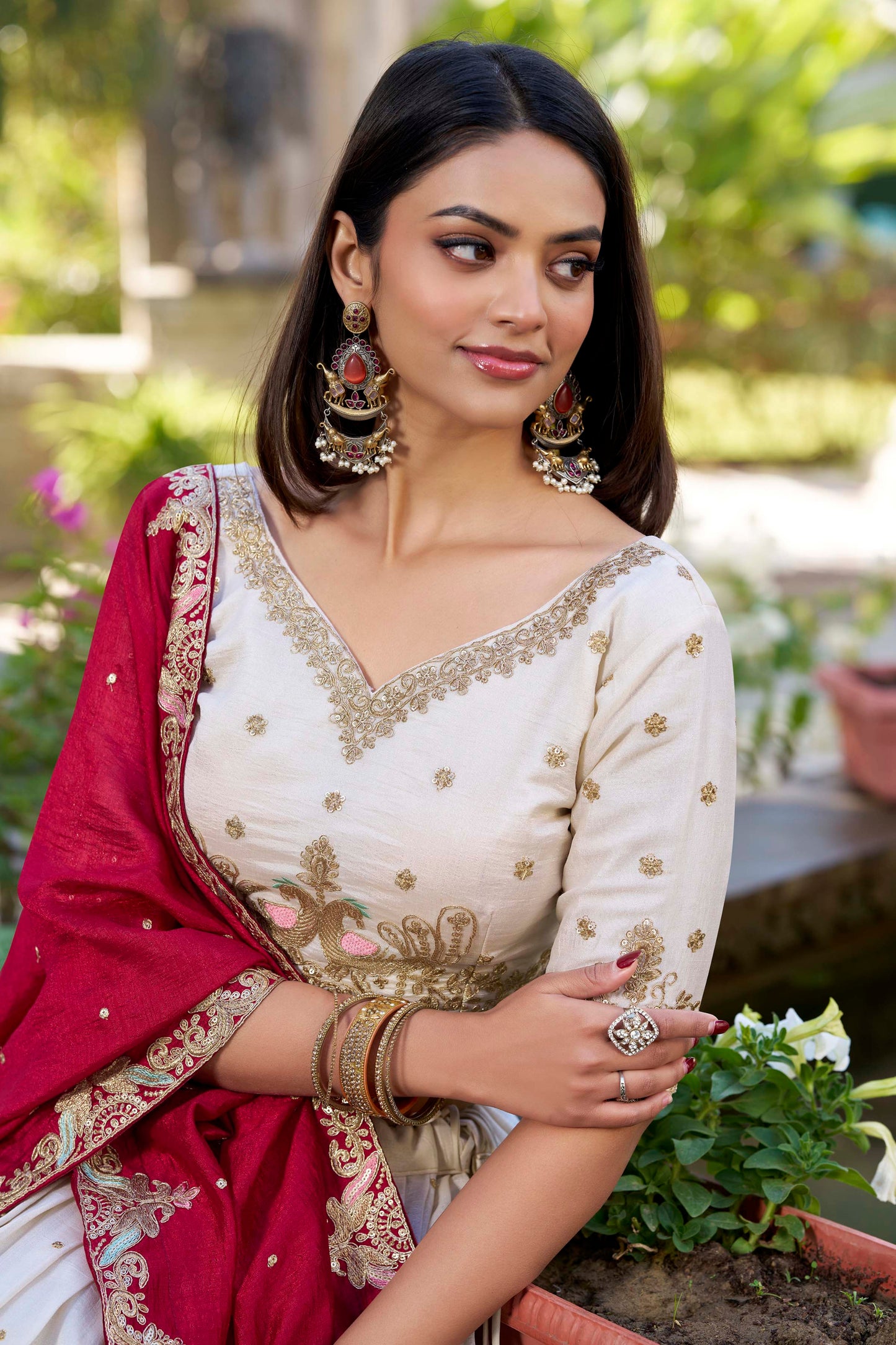 Indian Traditional Wear White Sequin & Embroidered Heavy Lehenga Choli