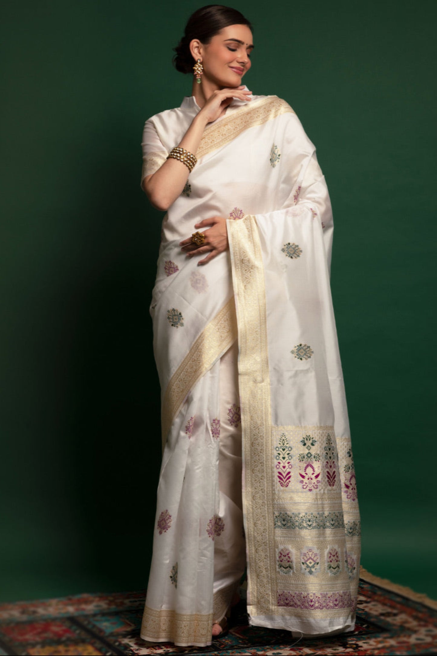 White Color Silk Designer Woven Work Wedding Wear Saree With Silk Blouse
