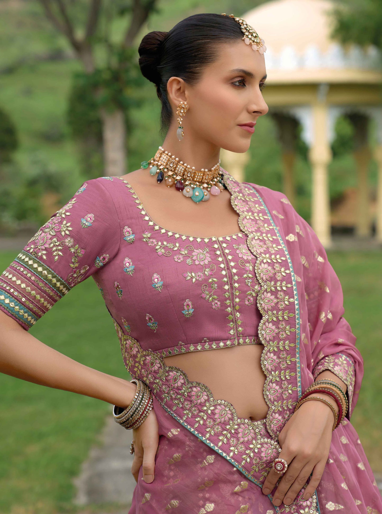 Traditional Embroidered Lehenga Choli with Designer Blouse & Dupatta