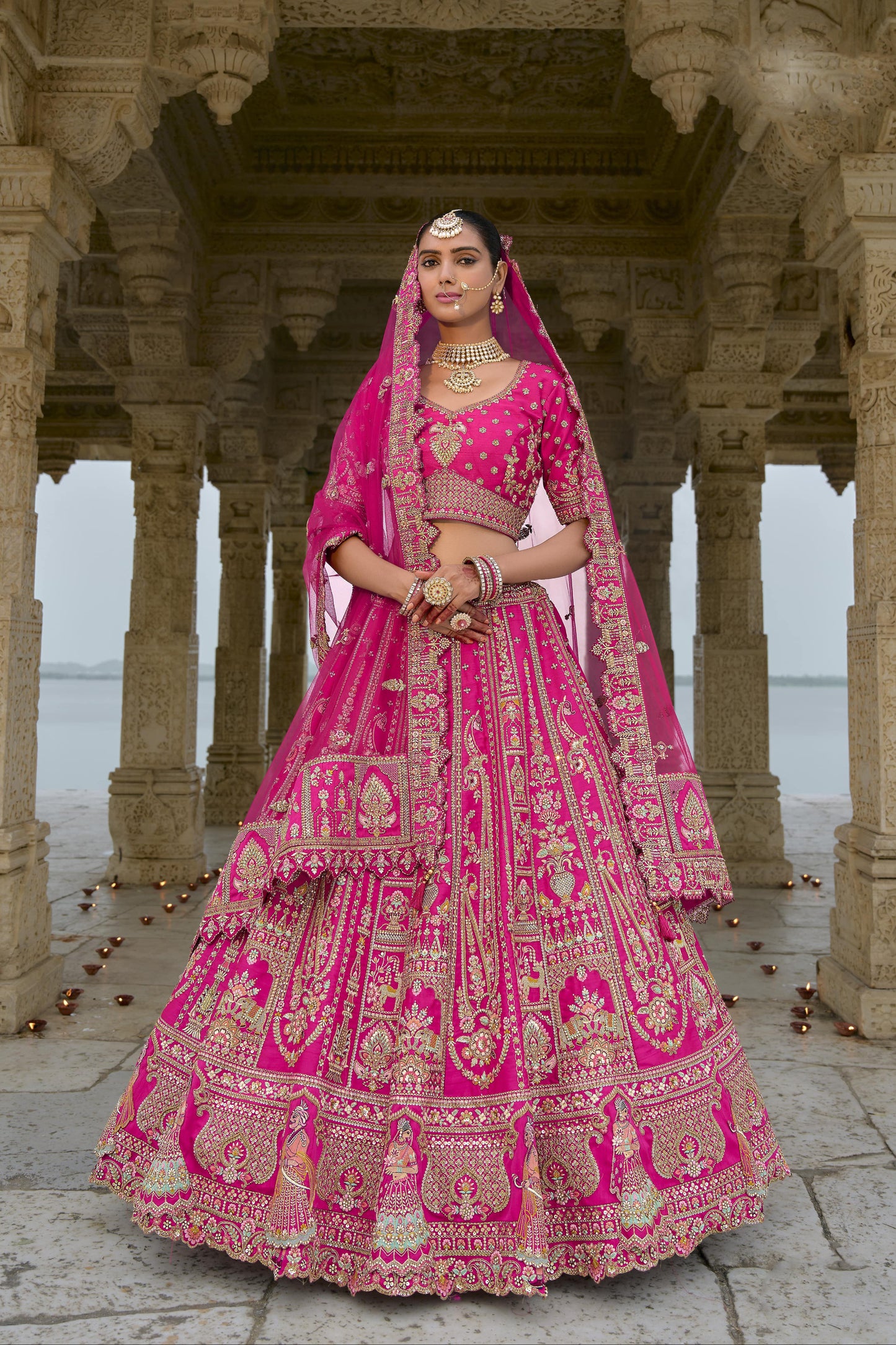 New Bollywood Style Pink Color Ready To Wear Choli With heavy Work Dupatta