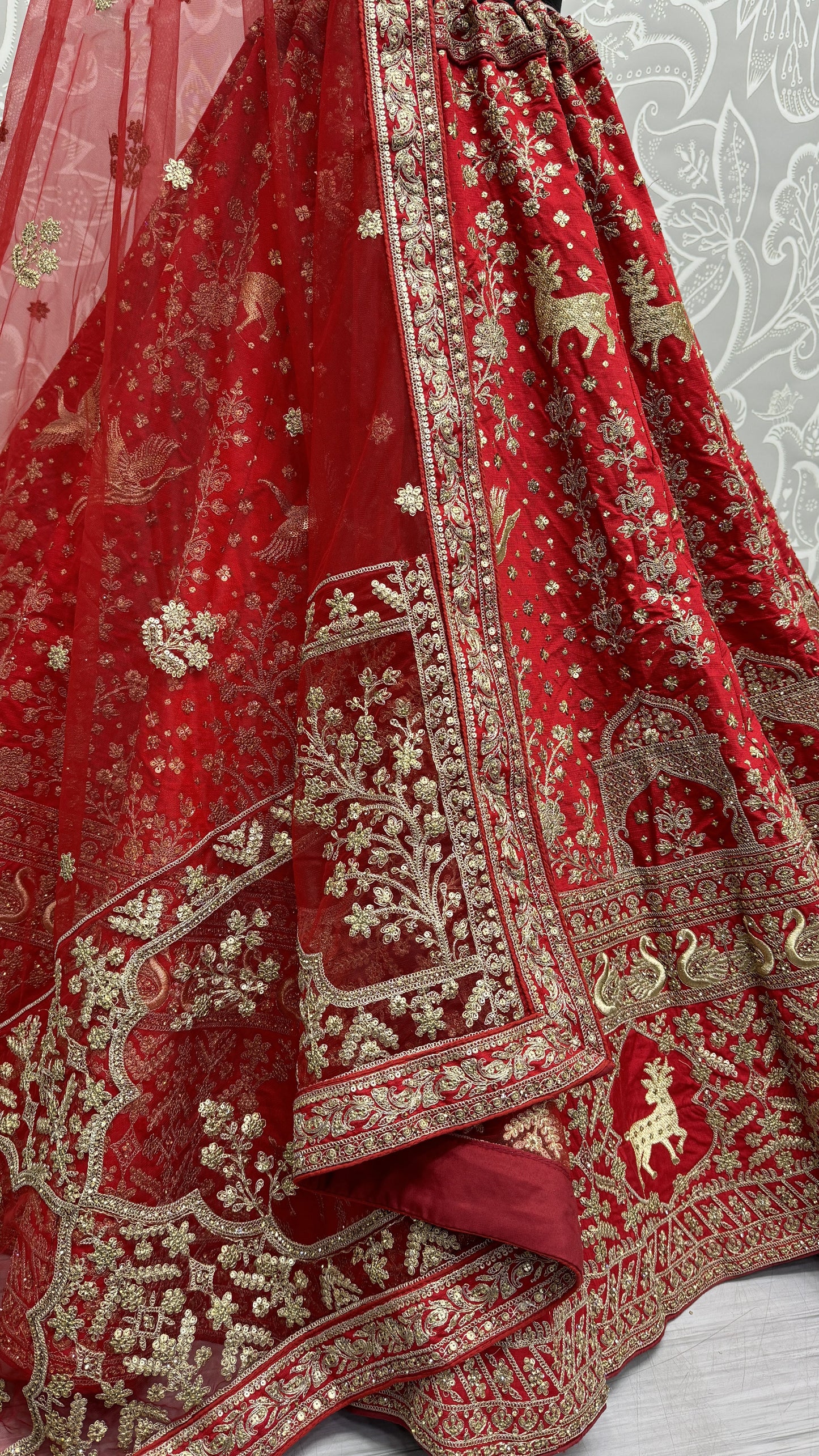 red lehenga,plus size available,Comfort Fit,Premium Fabric,Express Delivery.