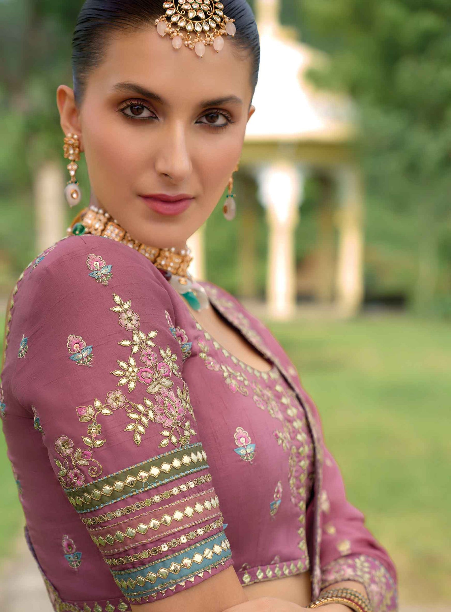 Traditional Embroidery Worked Stitched Lehenga Choli with Designer Blouse & Dupatta