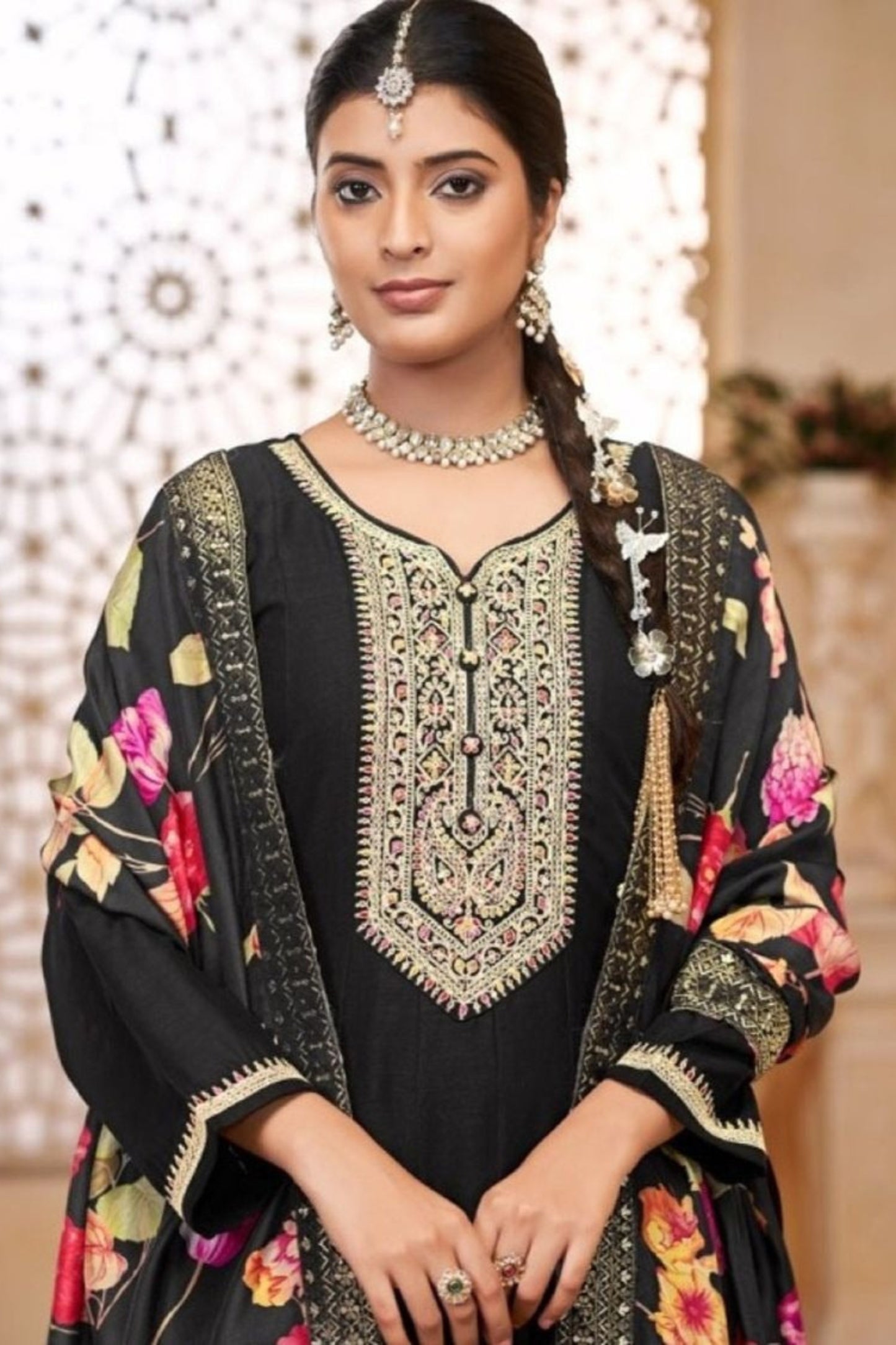 Premium Black Anarkali Gown with Embroidery for Eid & Diwali Festivals
