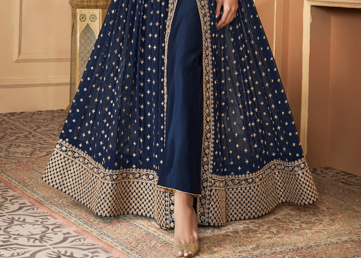 Blue Georgette Anarkali Gown with Dupatta for Wedding Special