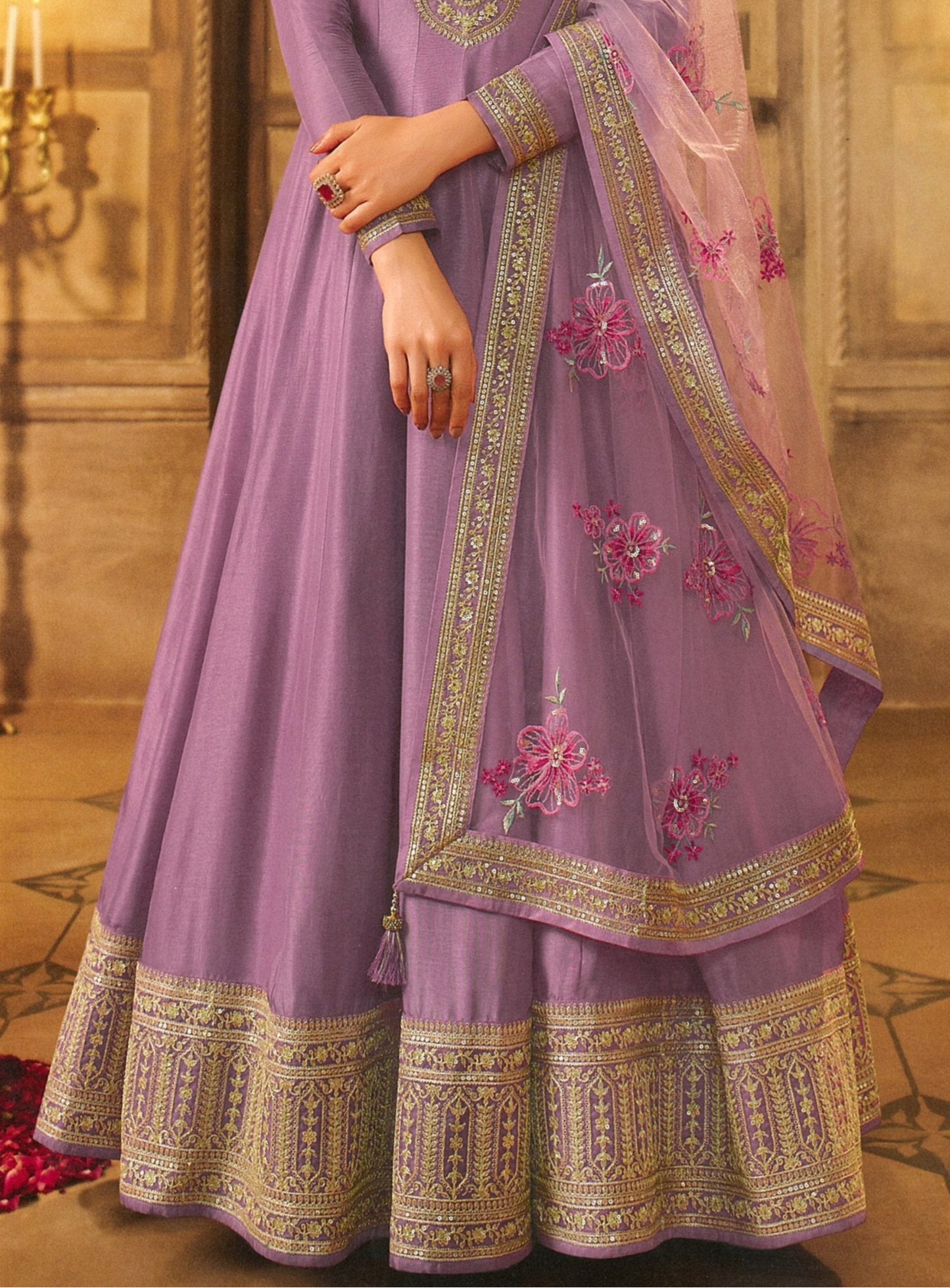 Bollywood Party Wear Purple Full-Flared Anarkali Long Gown