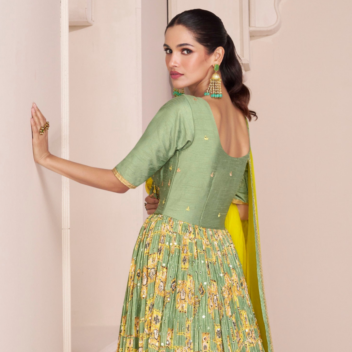 Pakistani Wedding Embroidered Readymade Stitched Anarkali Dupatta Gown