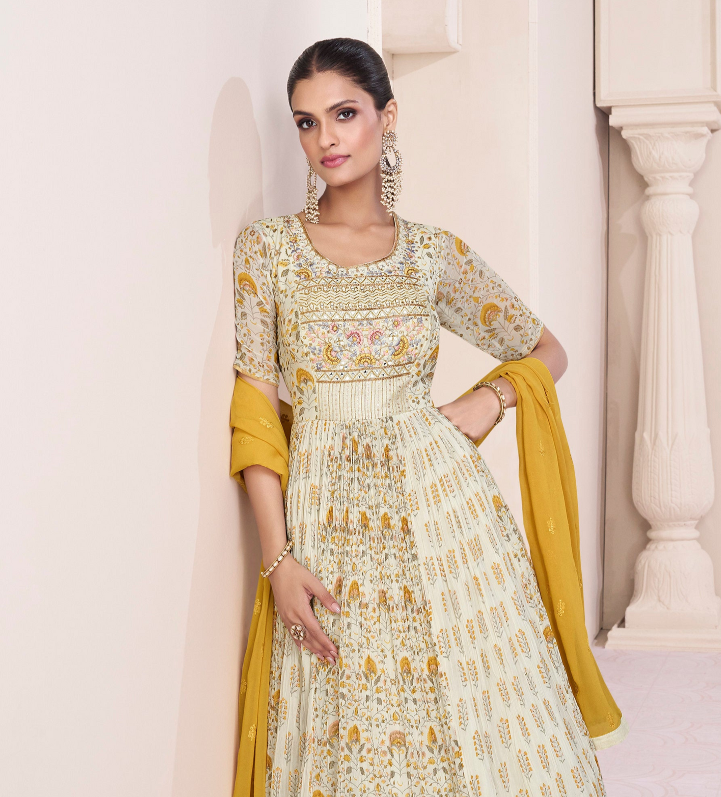 Indian-Pakistani Full Flared Floor-Length Stitched Ethnic Anarkali