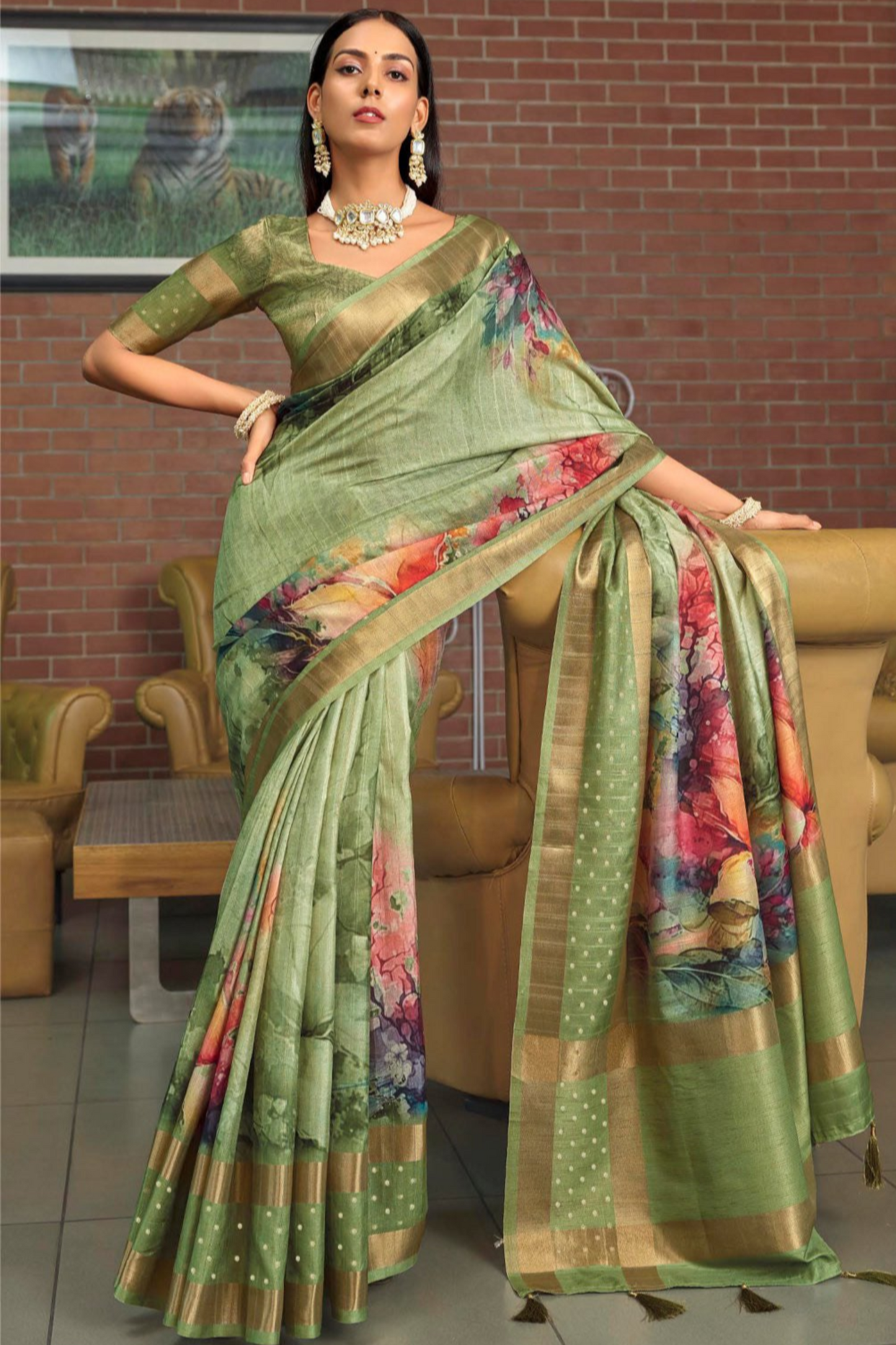 Ethnic Indian Wedding Silk Saree with Stitched Blouse — Perfect Gift