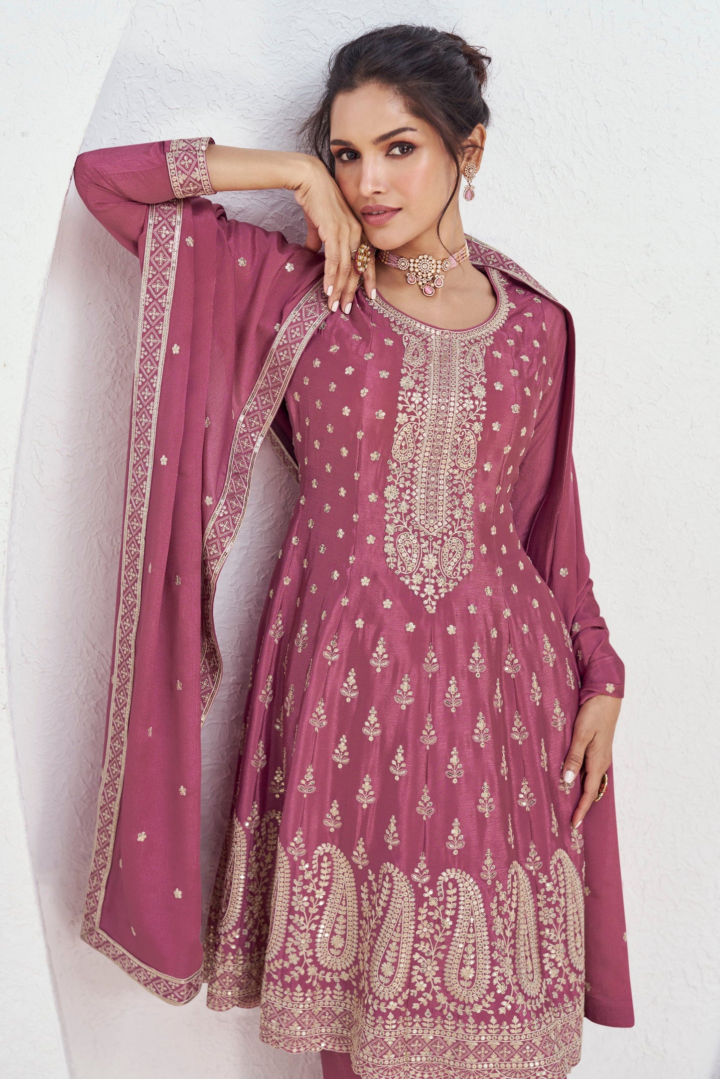 New Style Pink Colour Ready To Wear Plazzo Dress For Wedding