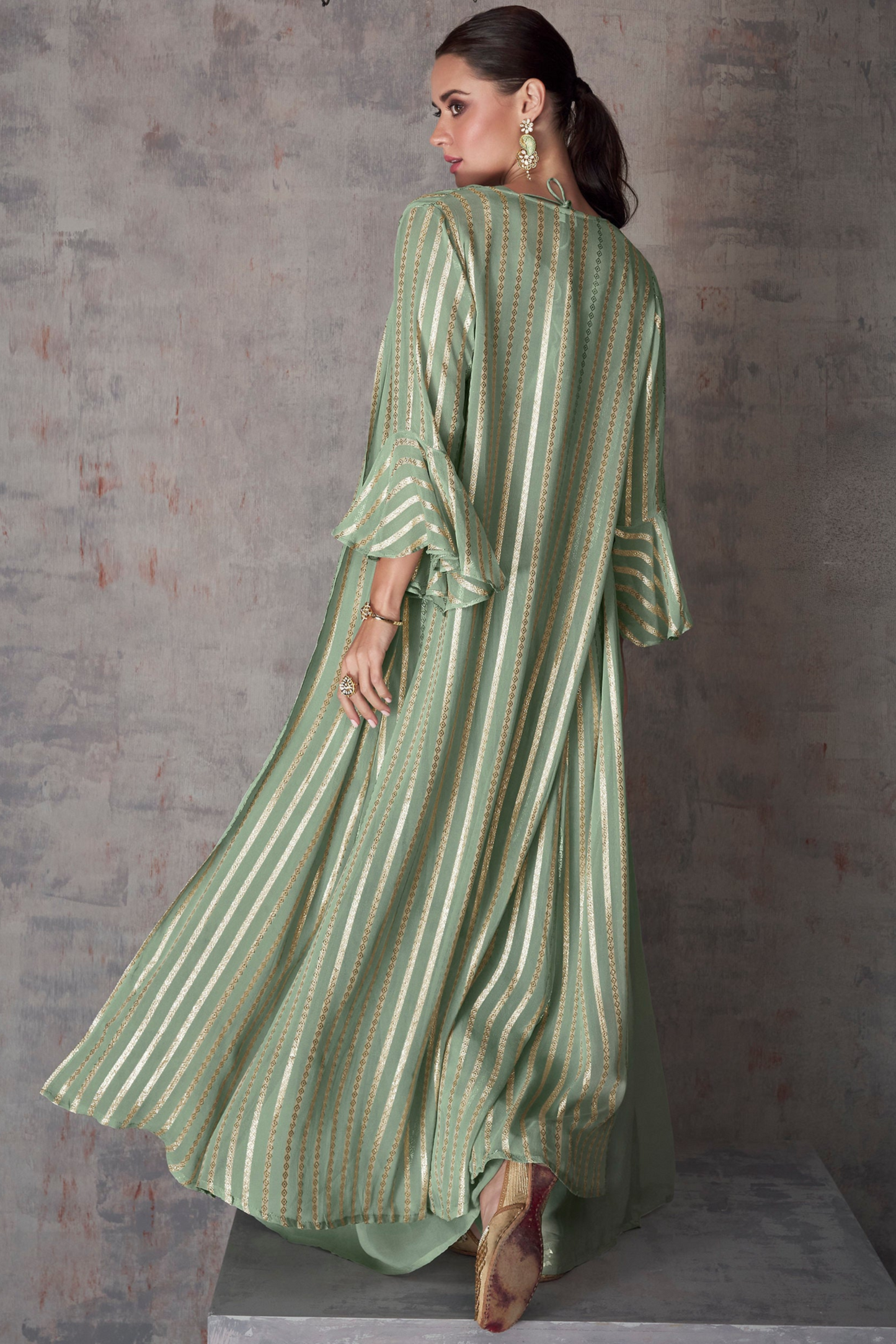 Women’s Bollywood designer heavy embroidery shrug style palazzo suit
