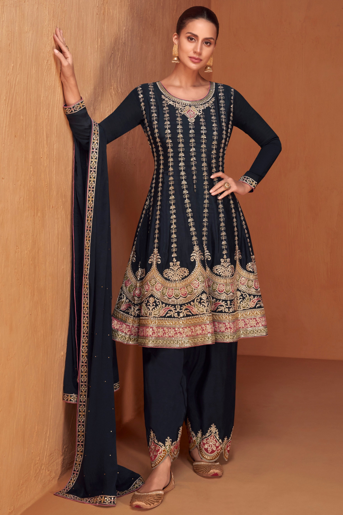 Women’s Wedding Party Wear Salwar Kameez with Dupatta & Palazzo Dress