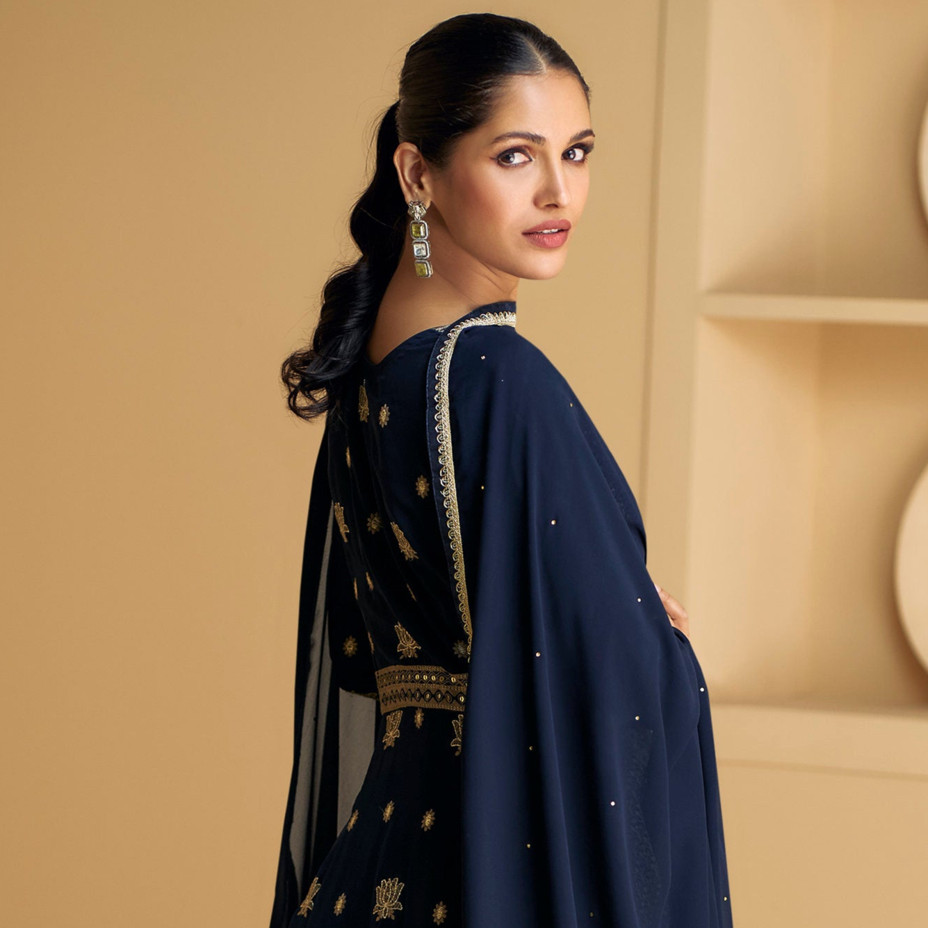 Indian-Pakistani Wedding Party Wear Stitched Embroidered Long Anarkali
