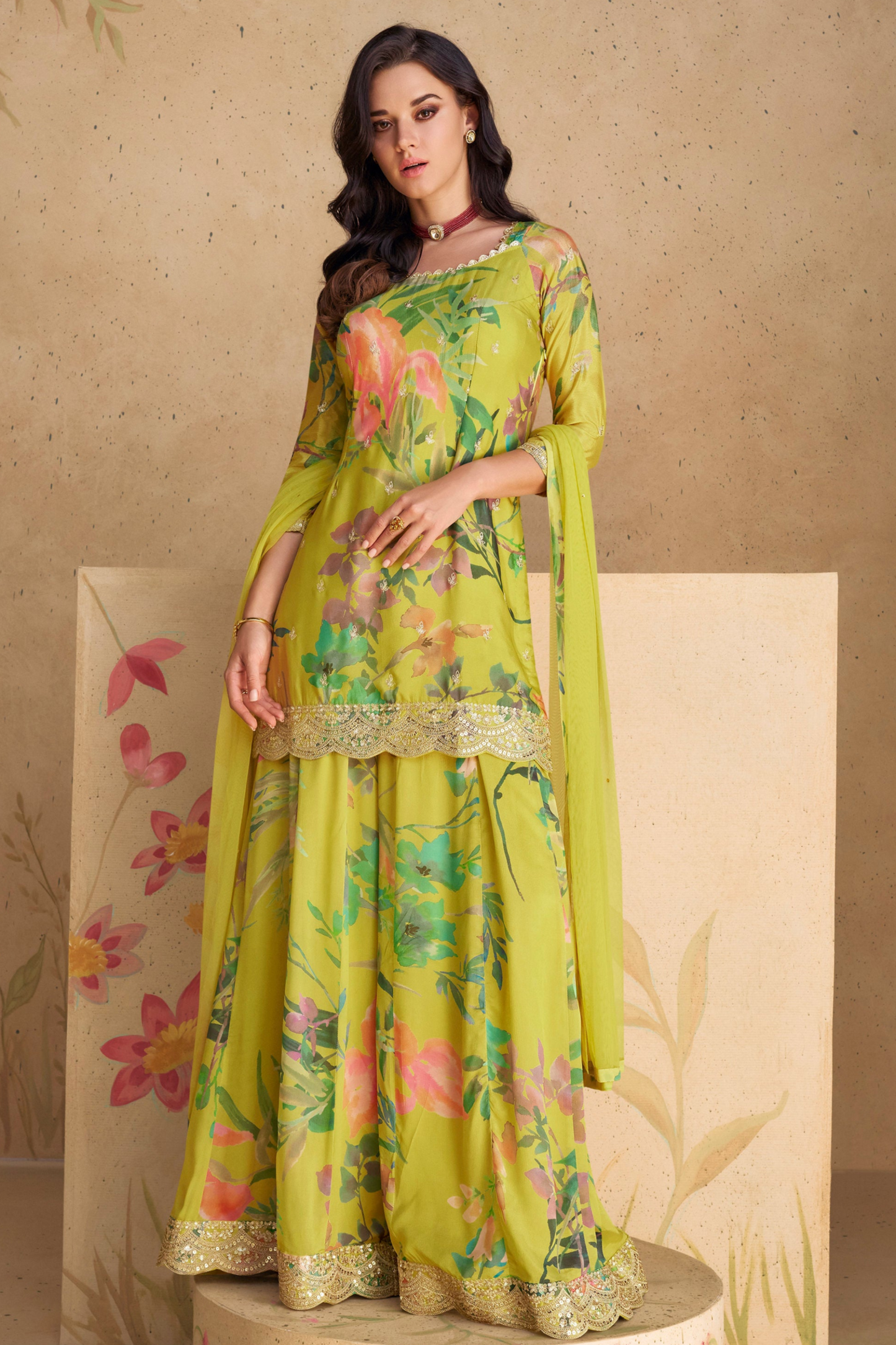 Pakistani Indian Haldi function wear salwar kameez dupatta palazzo