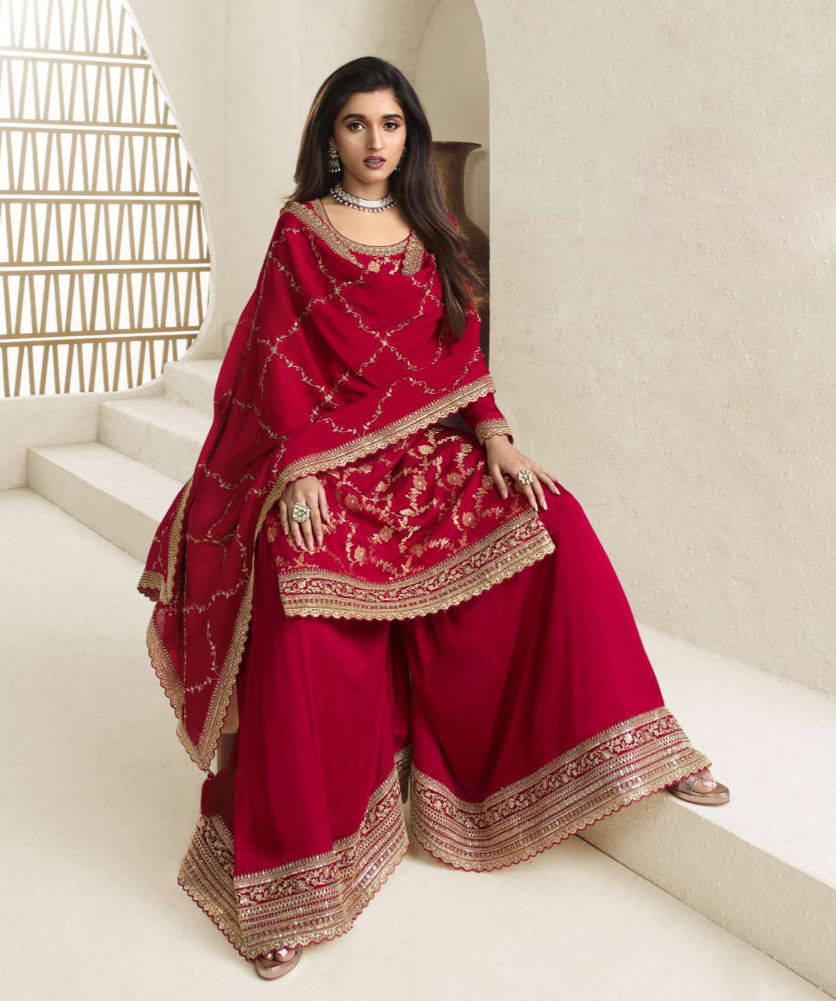 Salwar Kameez Palazzo Dupatta Dresses Ready-made Designer Party Wear