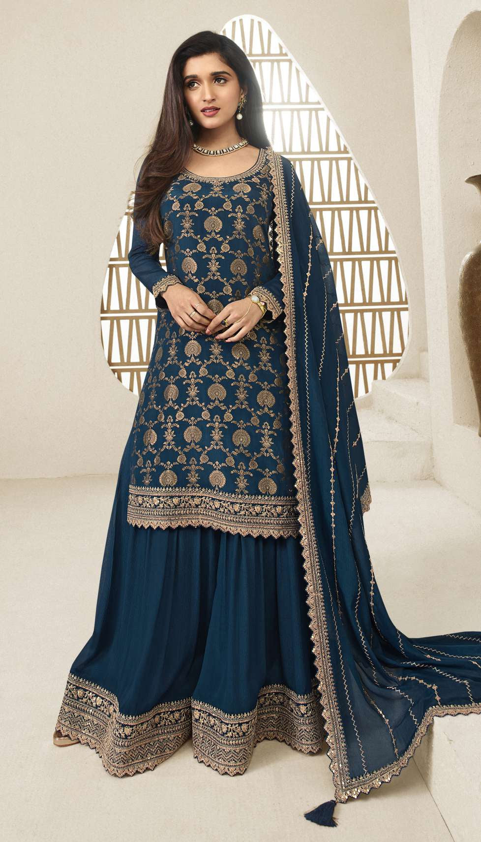 Wedding Reception Ready-made Salwar Kameez Palazzo with Dupatta Suits