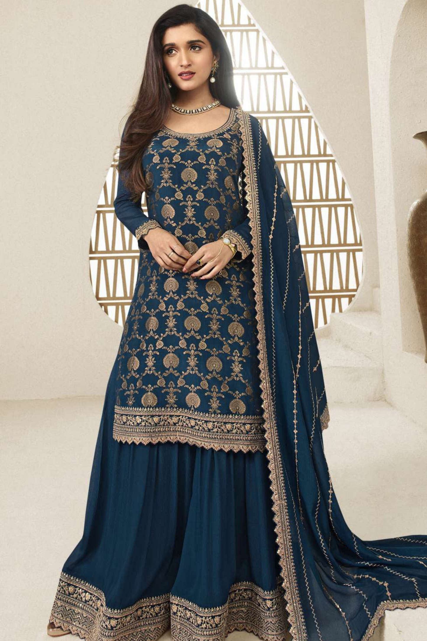 Wedding Reception Ready-made Salwar Kameez Palazzo with Dupatta Suits