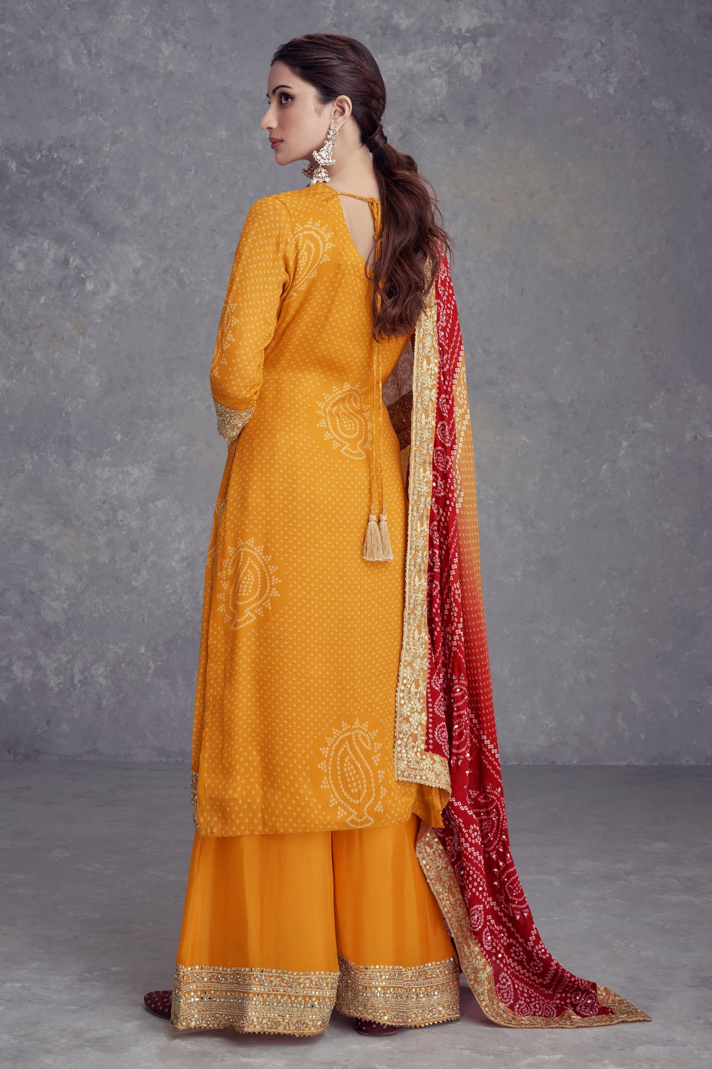 Indian wedding haldi wear salwar kameez palazzo with embroidery
