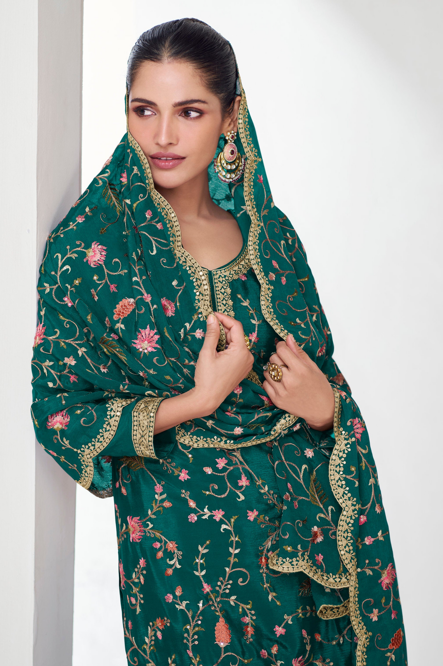 stitched pakistani wear salwar kameez palazzo dress heavy worked suit
