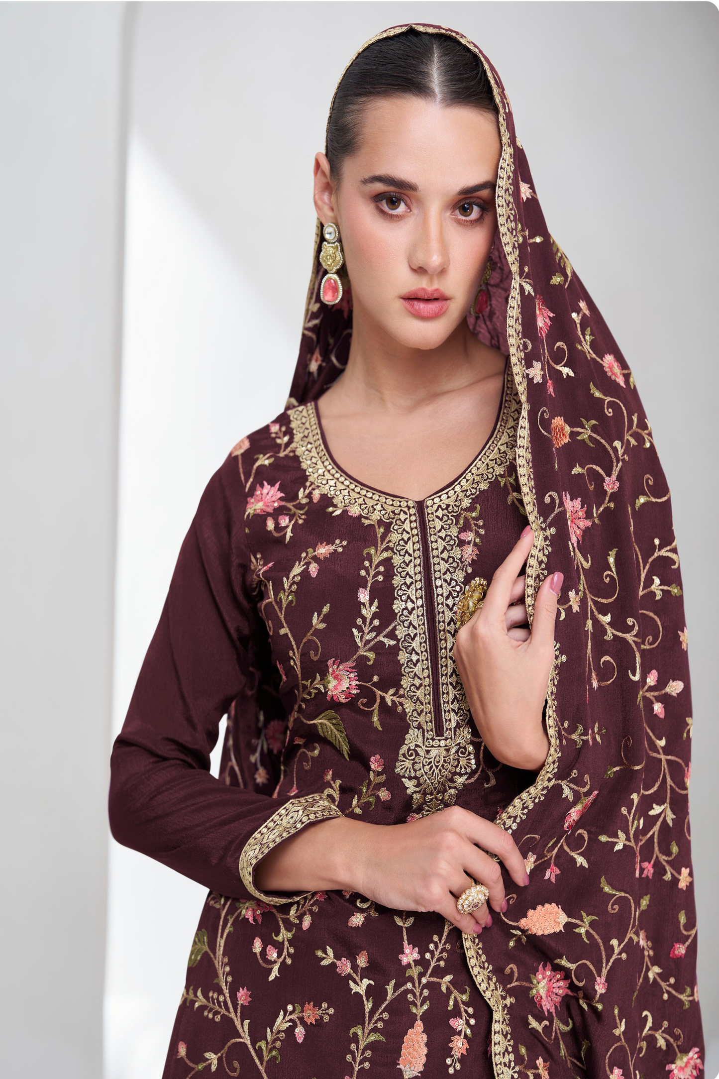 Pakistani Indian festival traditional shalwar kameez with embroidery