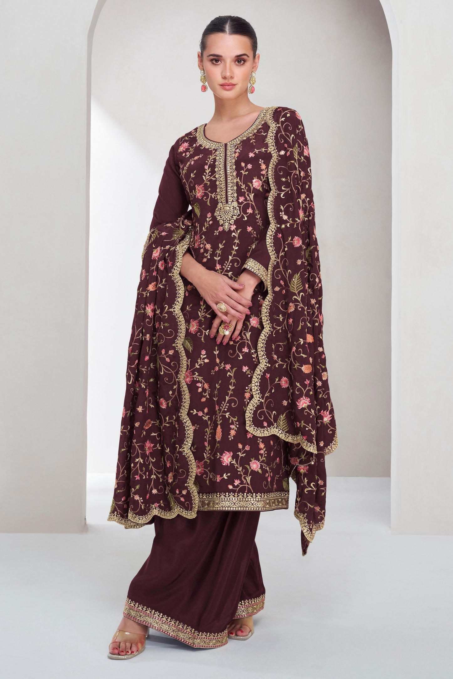 Pakistani Indian festival traditional shalwar kameez with embroidery