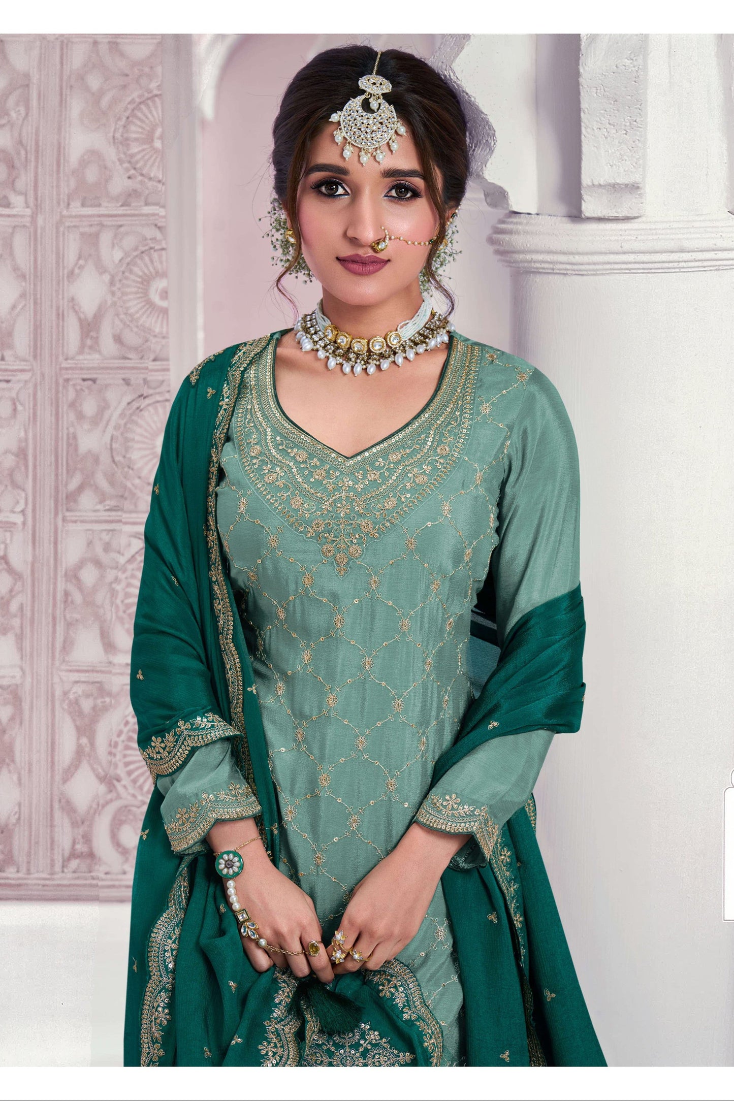 Beautiful Indian wedding party embroidery salwar kameez suit