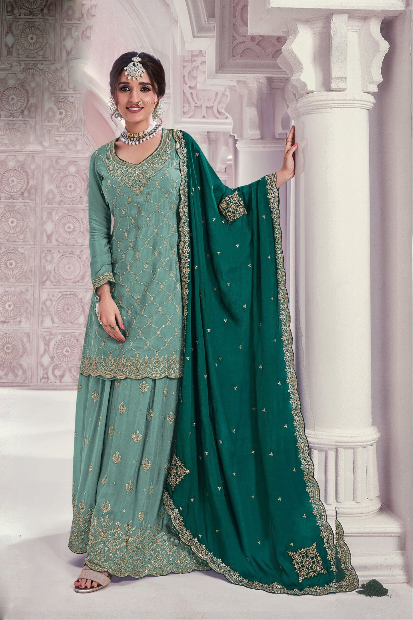 Beautiful Indian wedding party embroidery salwar kameez suit