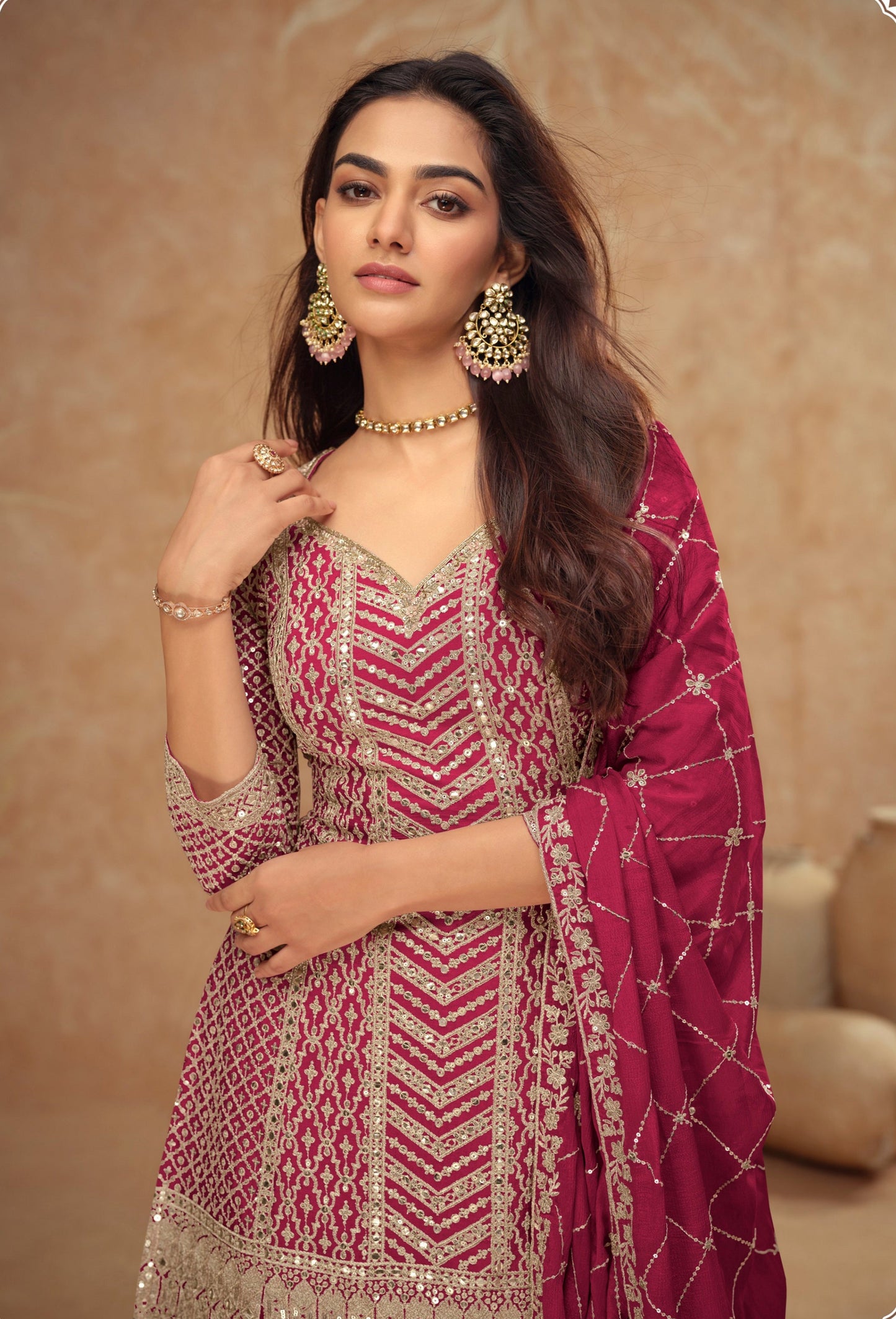 Eid Ramadan Reception Salwar Kameez Palazzo Suit with Dupatta