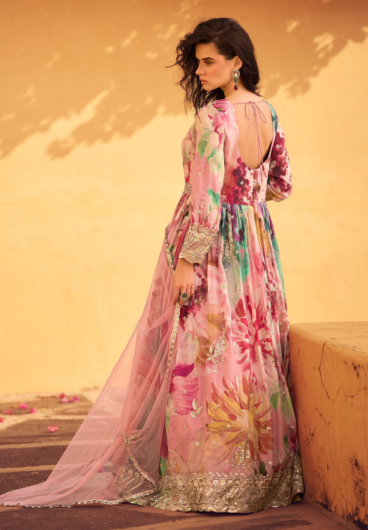 Affordable Pink Anarkali Gown with Dupatta for USA Weddings & Occasion