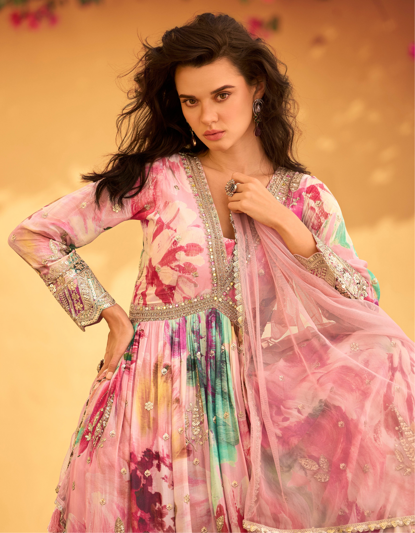 Affordable Pink Anarkali Gown with Dupatta for USA Weddings & Occasion