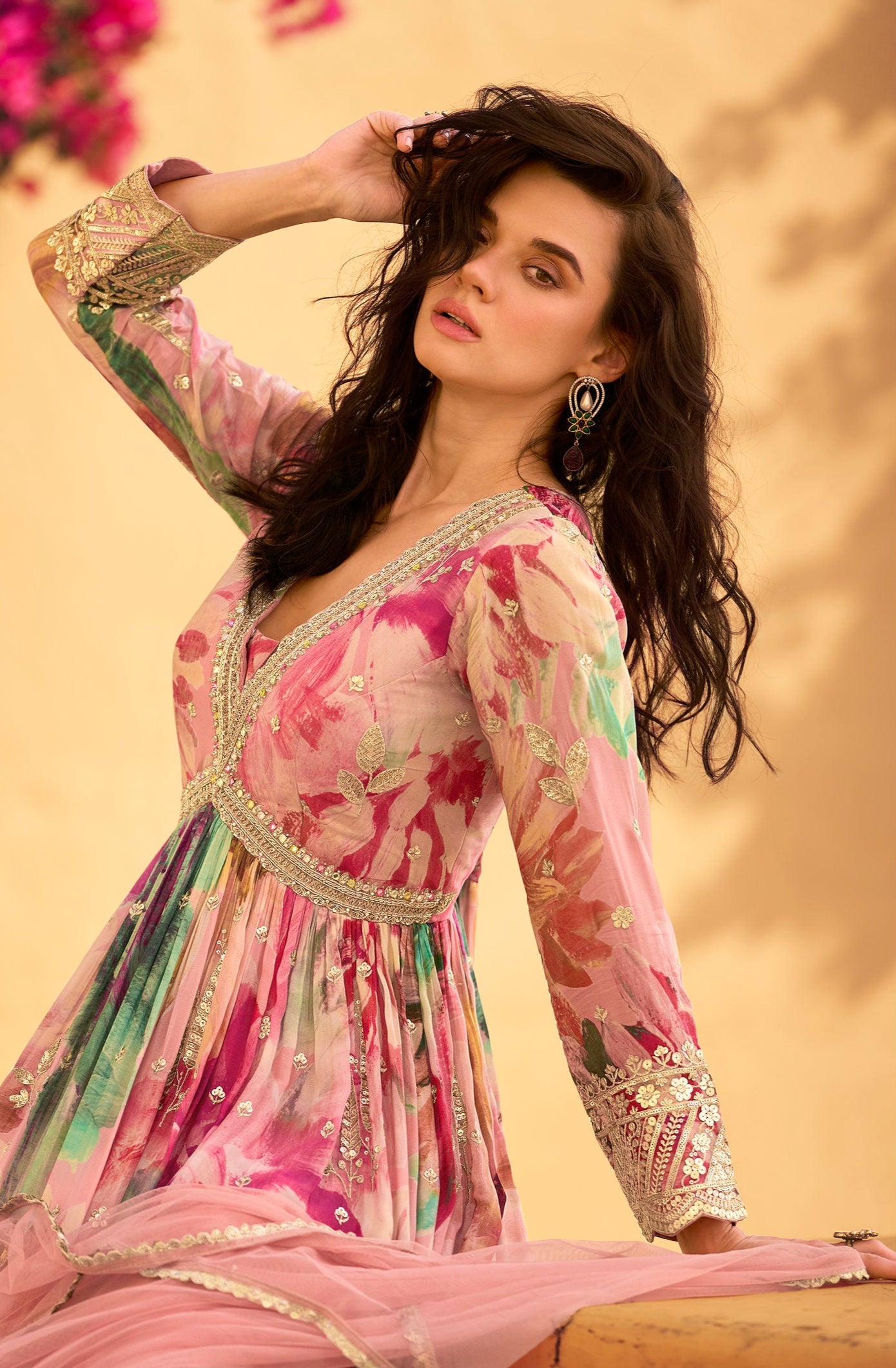 Affordable Pink Anarkali Gown with Dupatta for USA Weddings & Occasion