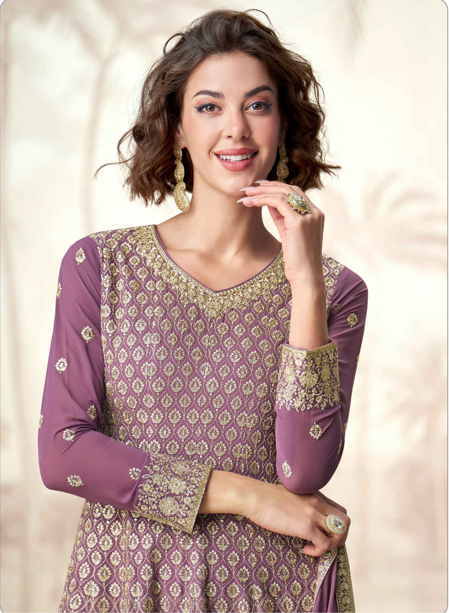 Seyuri Lavender Salwar Kameez Palazzo with Embroidery for Ceremonies