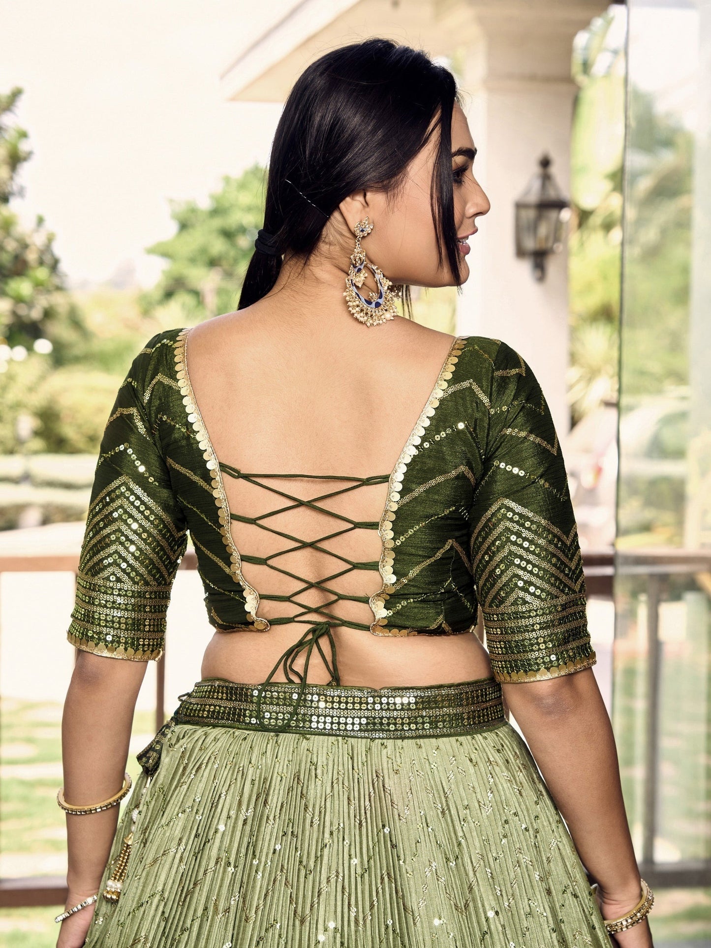 Pistachio green lehenga for Diwali and Navratri in Georgia