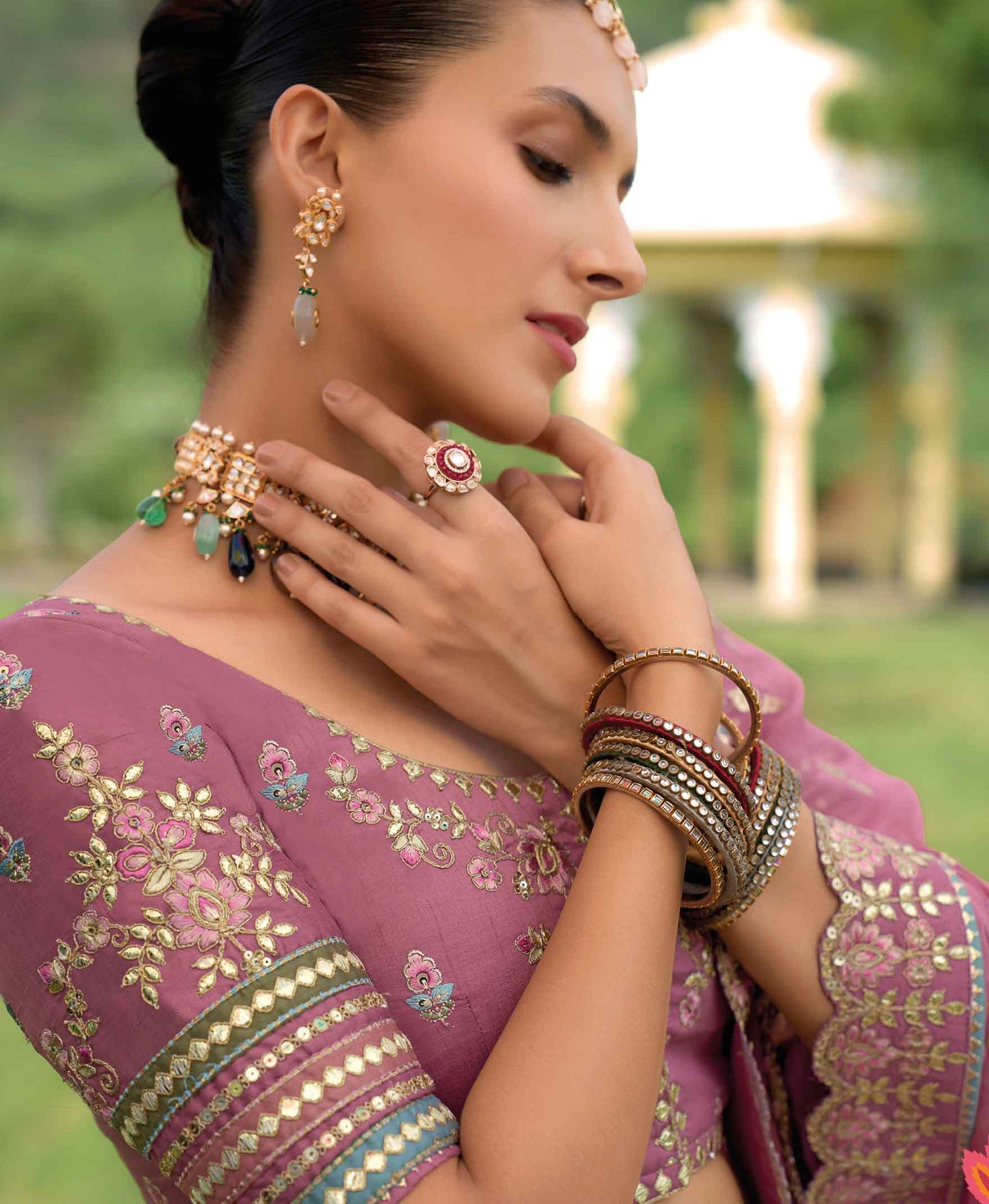 Traditional Embroidery Worked Stitched Lehenga Choli with Designer Blouse & Dupatta