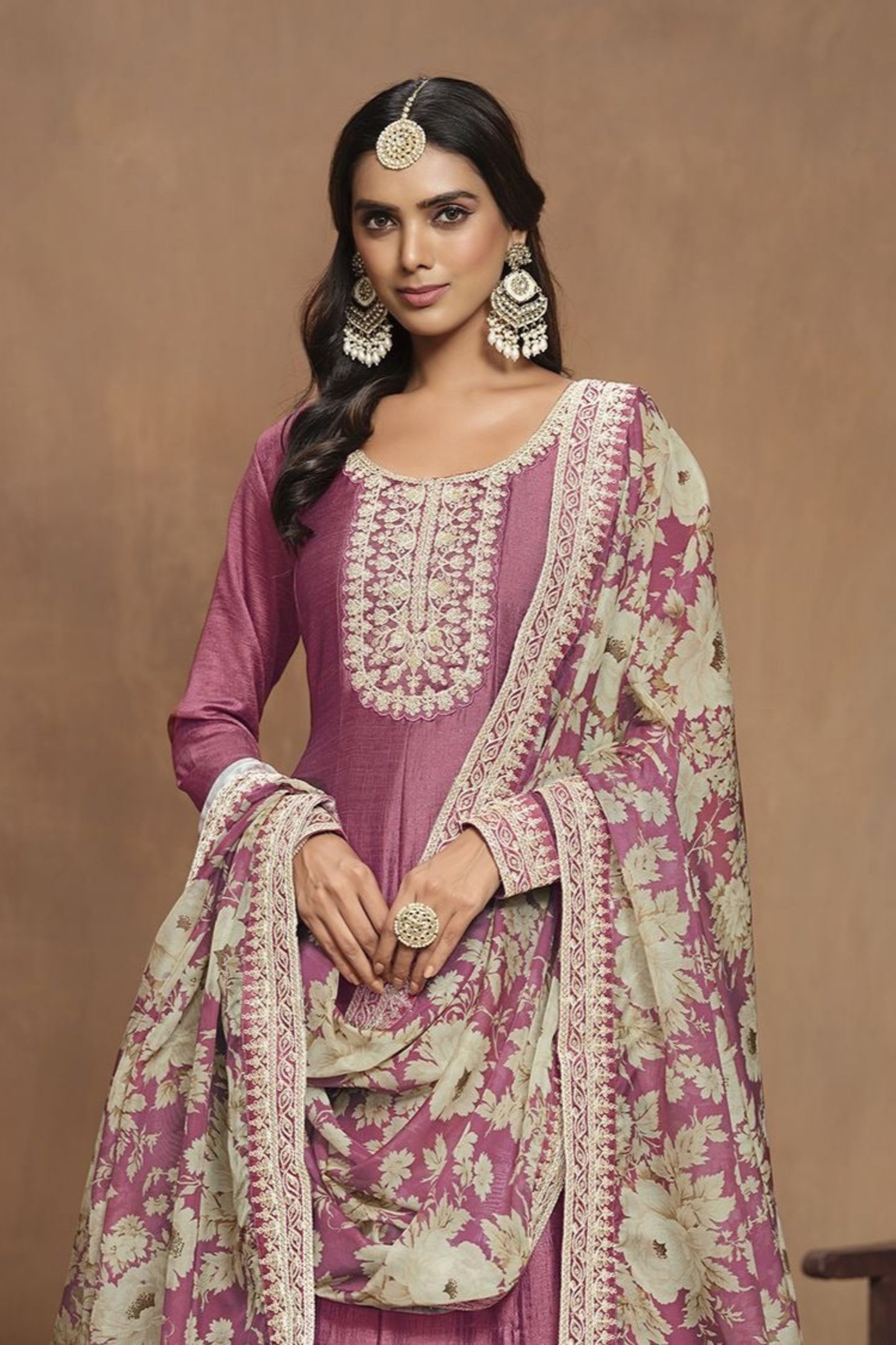 Exclusive Pink Anarkali Gown with Matching Dupatta for Ceremonies
