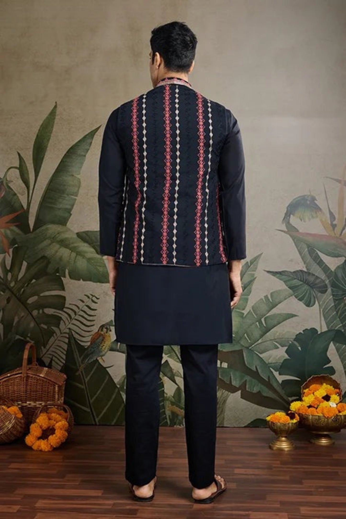 Premium Black Color Viscose Silk Kurta Set For Men Real Mirror Work With Matching Pant