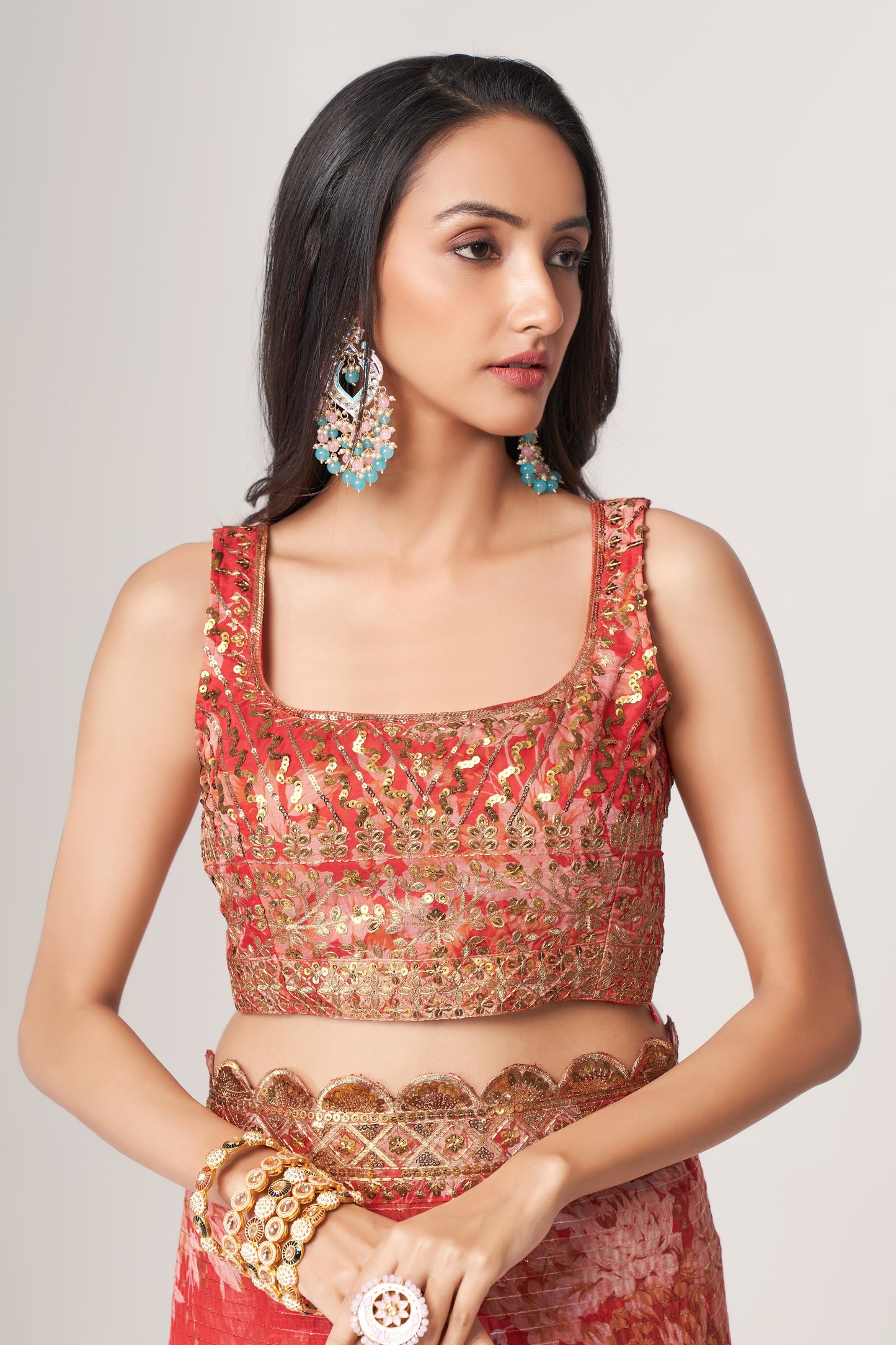 Red Saree speaks tradition and boldness – perfect for weddings and festive nights.