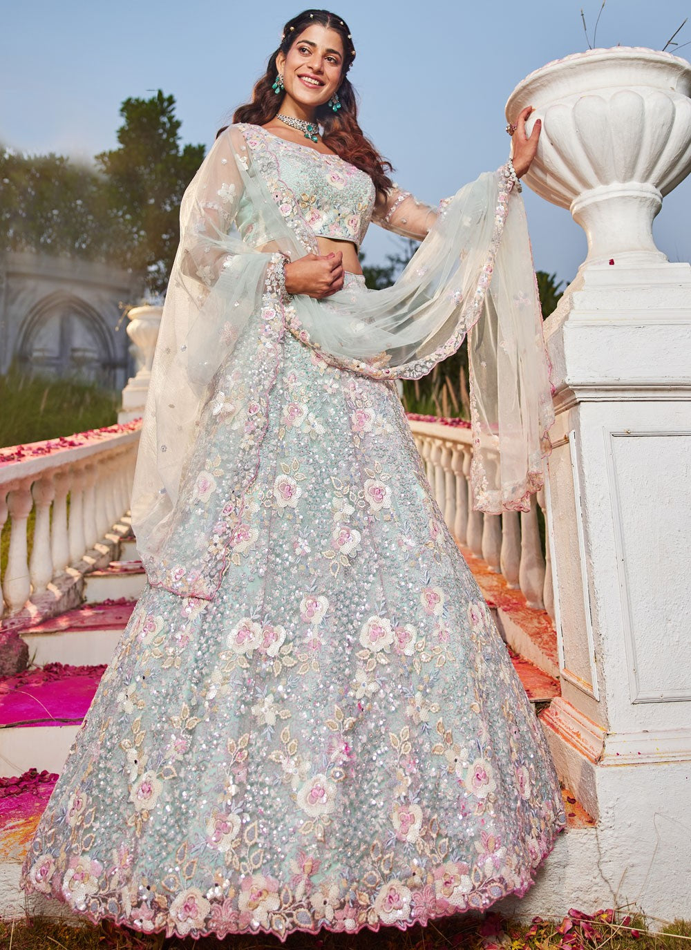 "Celebrate Indian roots in the U.S. with our lehengas."