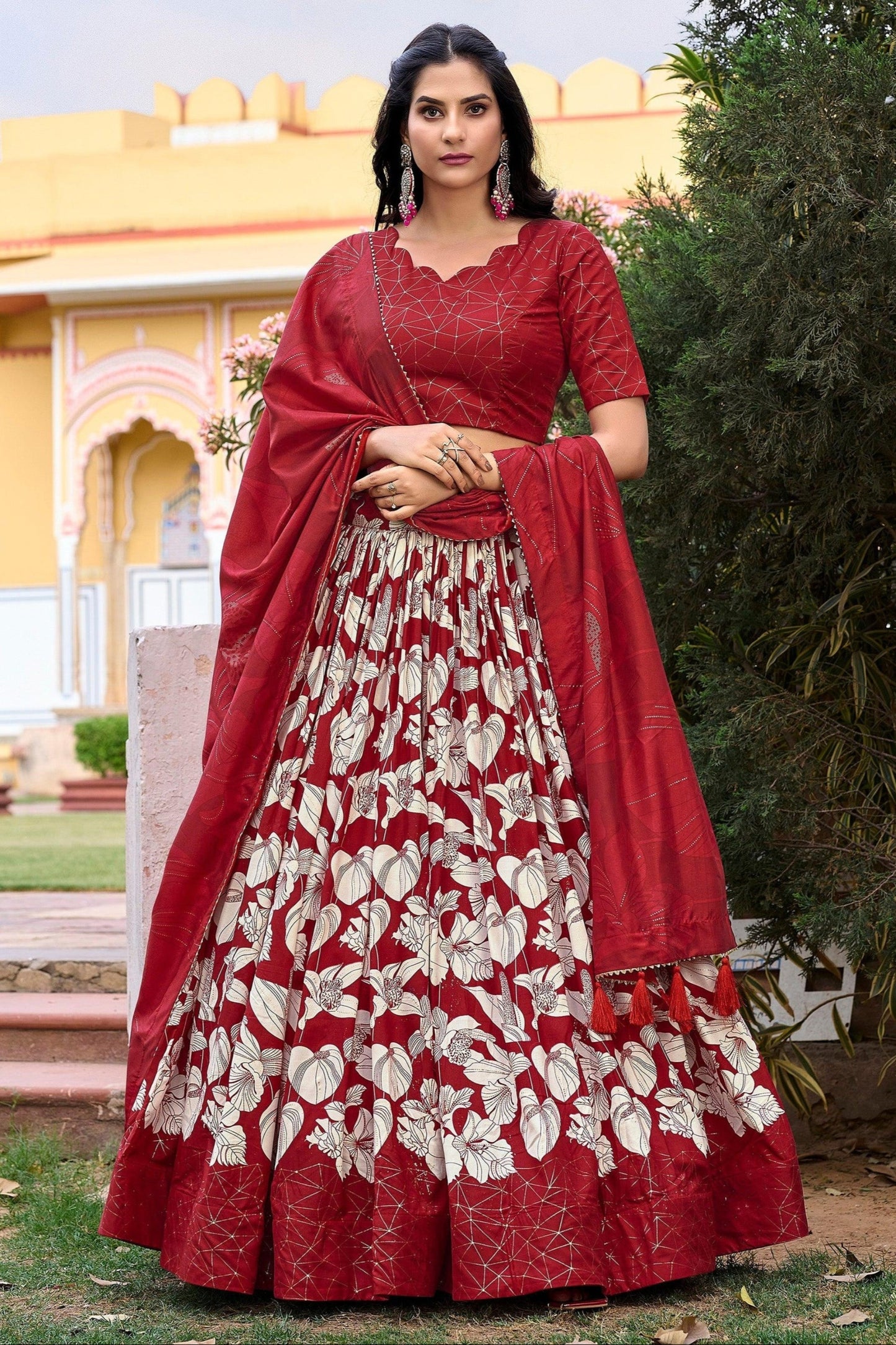 "Traditional lehengas for modern Indian Americans."