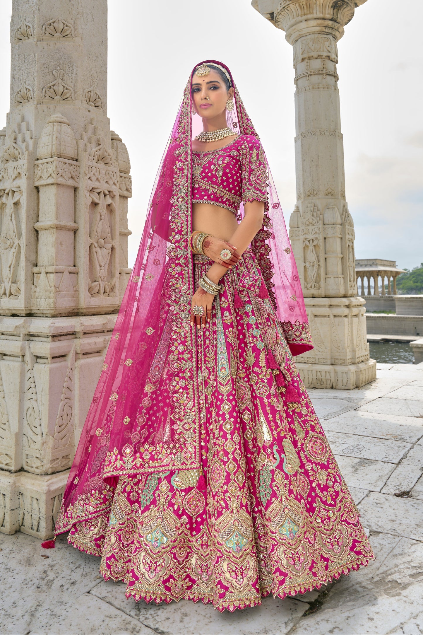 "Celebrate traditions in the USA with our lehengas."