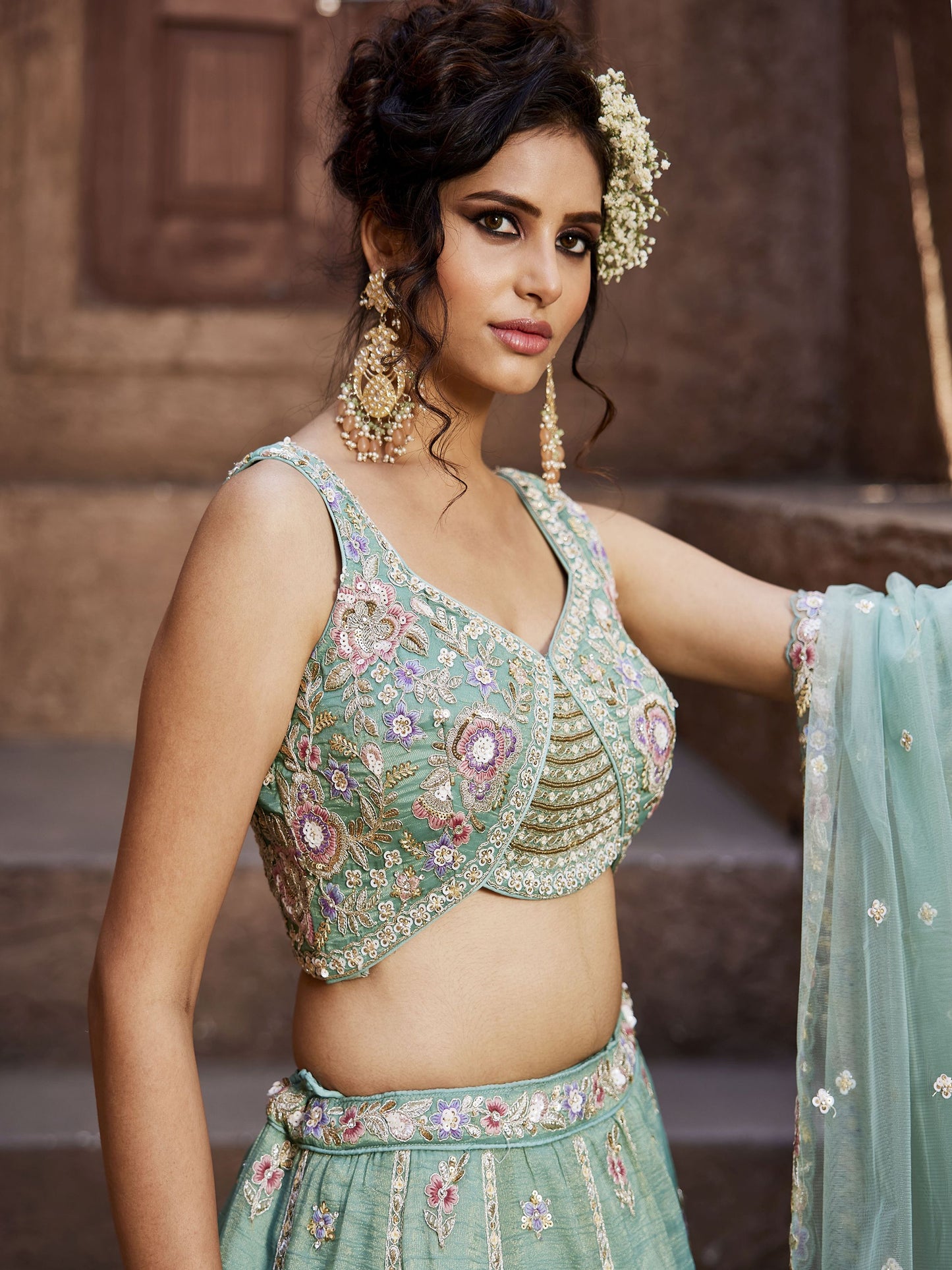 "Elegant lehengas for U.S.-based Indian celebrations."