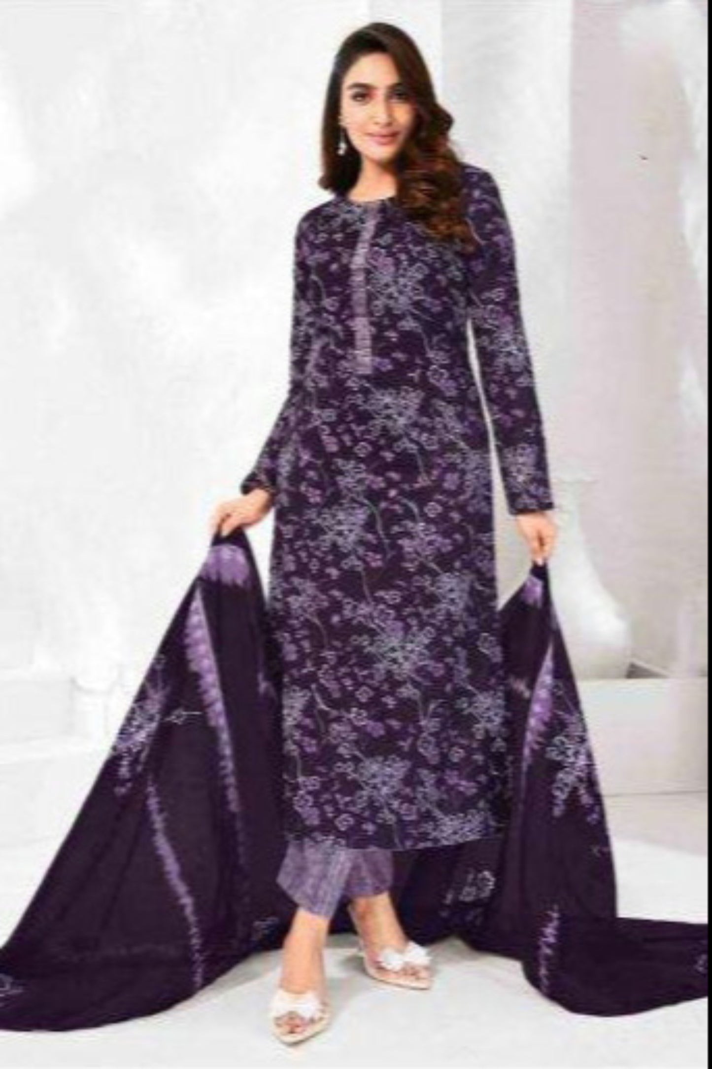Violet cotton outfit with a rich and vibrant charm, perfect for festive occasions, cultural events, and stylish everyday wear.