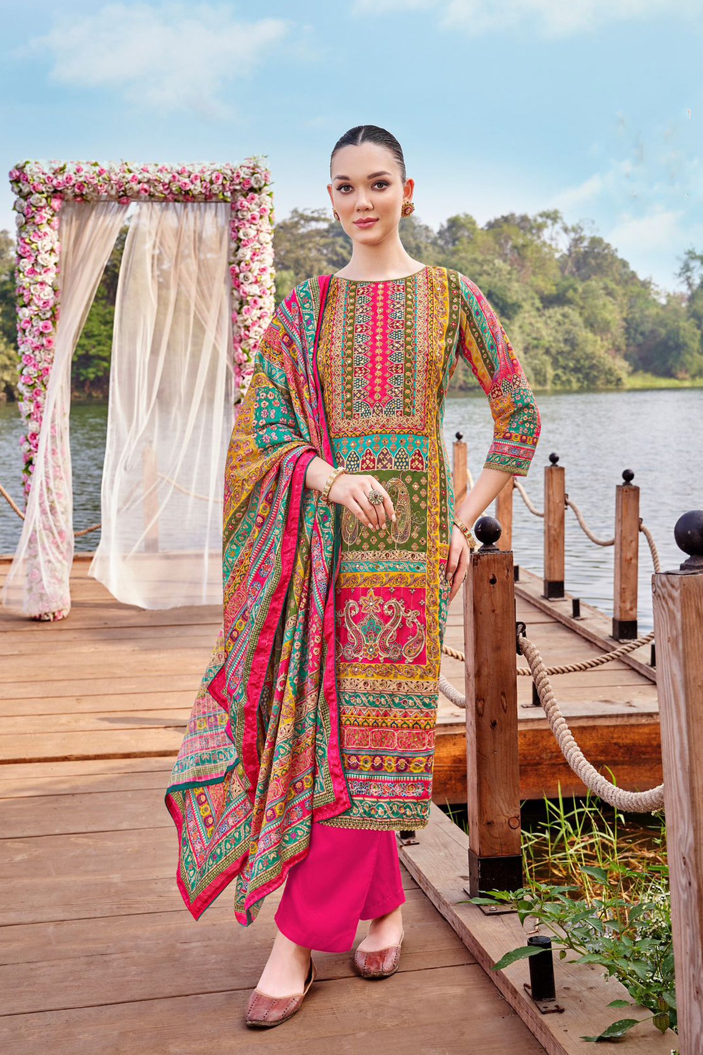 Pink colour cotton wear reflects softness and charm – perfect for graceful day functions.
