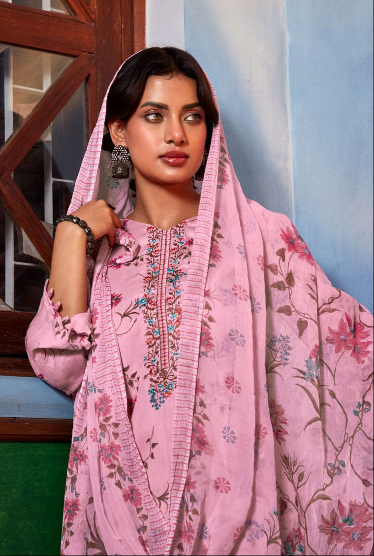 Pink colour cotton wear reflects softness and charm – perfect for graceful day functions.