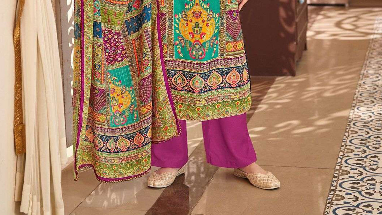 New designer pure maslin digital printed embroidery salwar suit