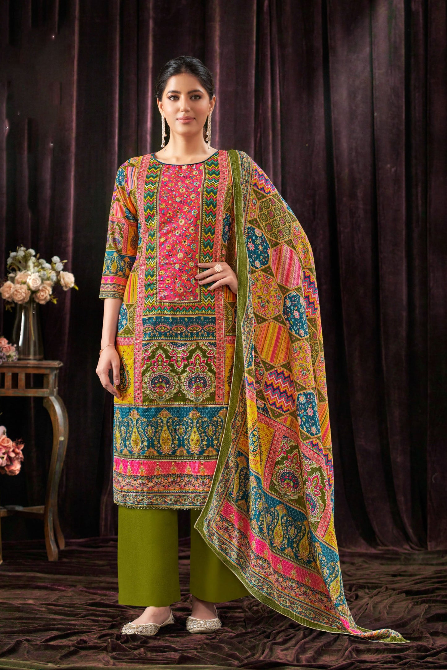 Red colour cotton wear speaks tradition and boldness – perfect for weddings and festive nights.